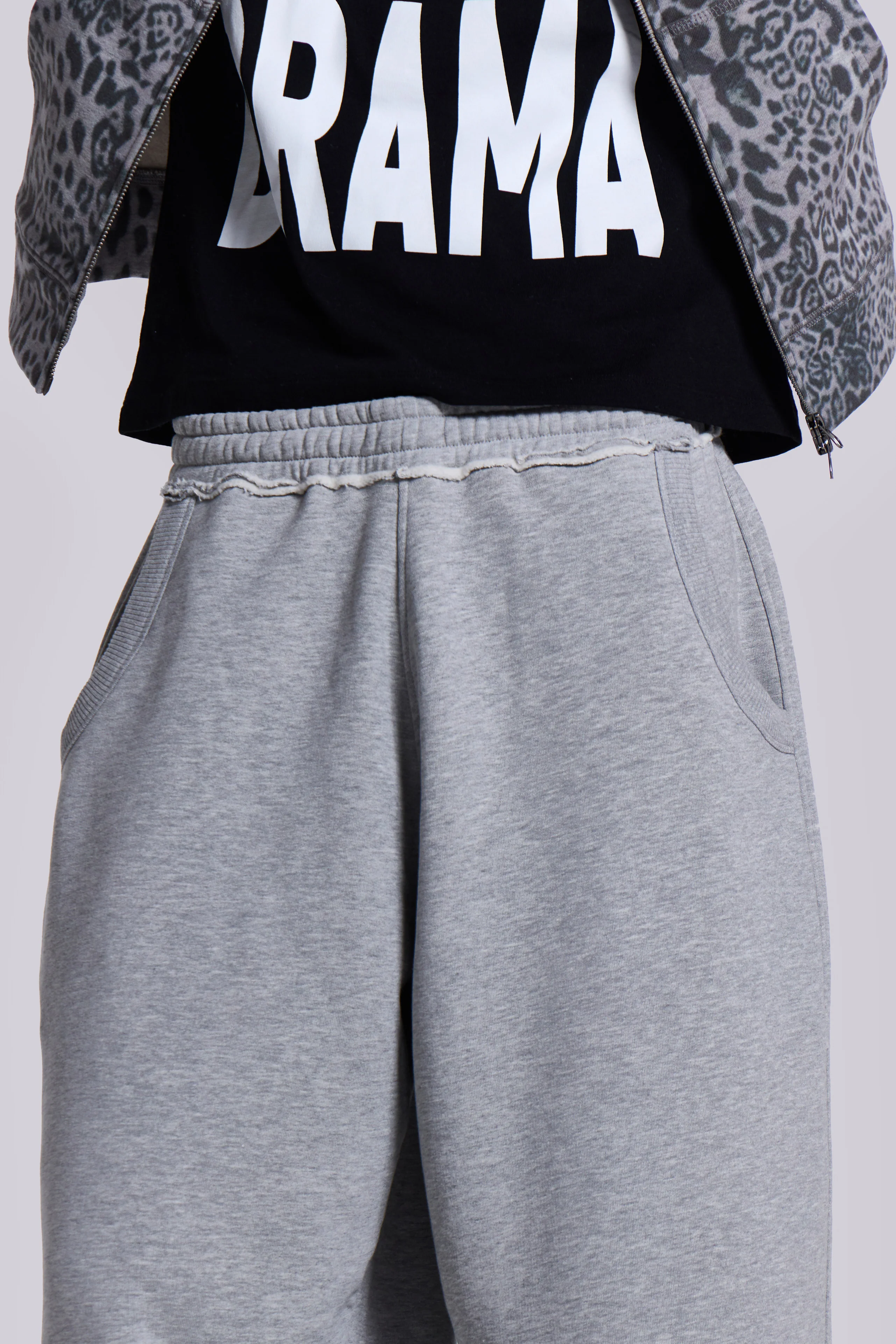 Grey Marl Cuffed Baggy Monster Joggers - Image 5