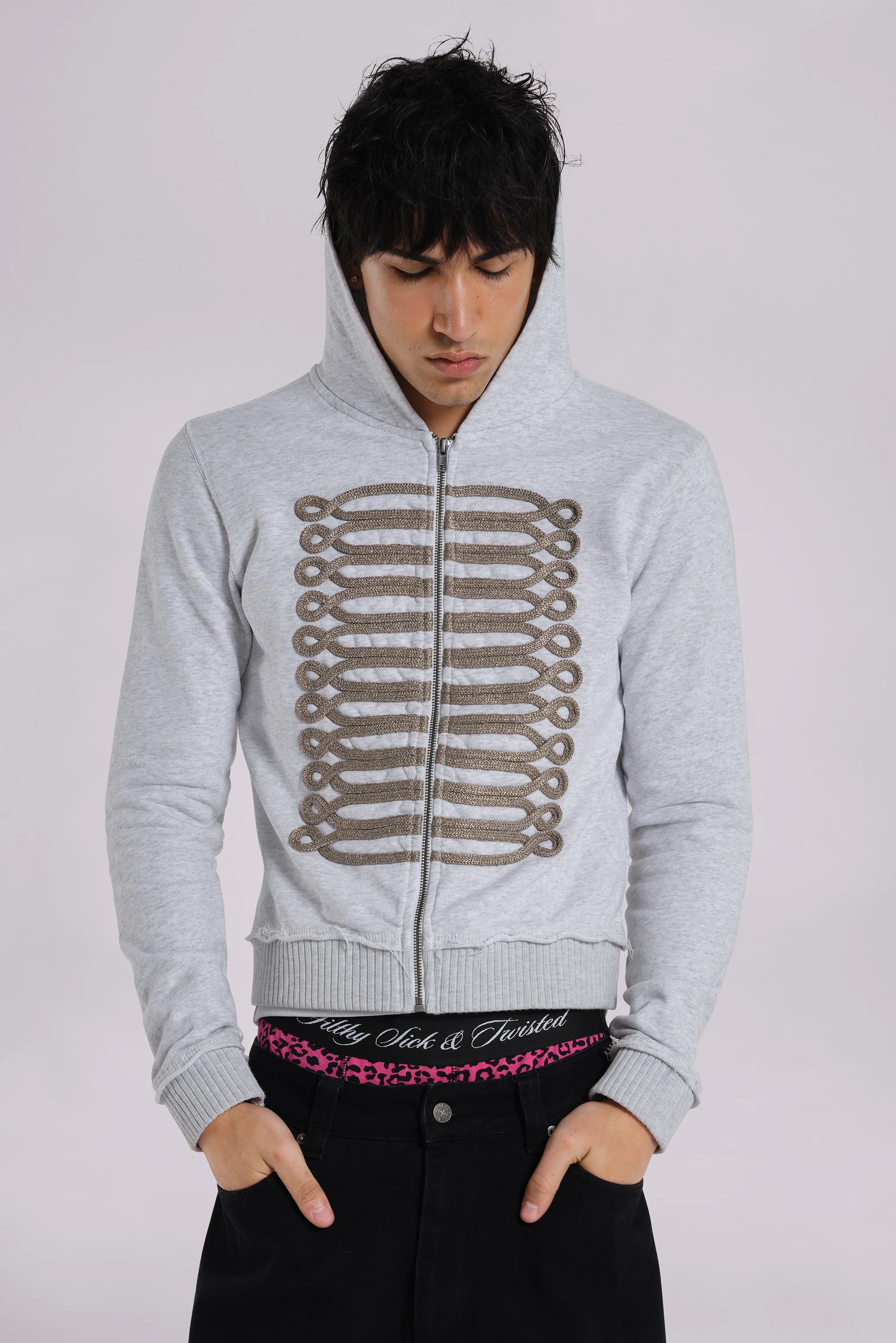 Grey Marl Military Monster Hoodie - Image 12