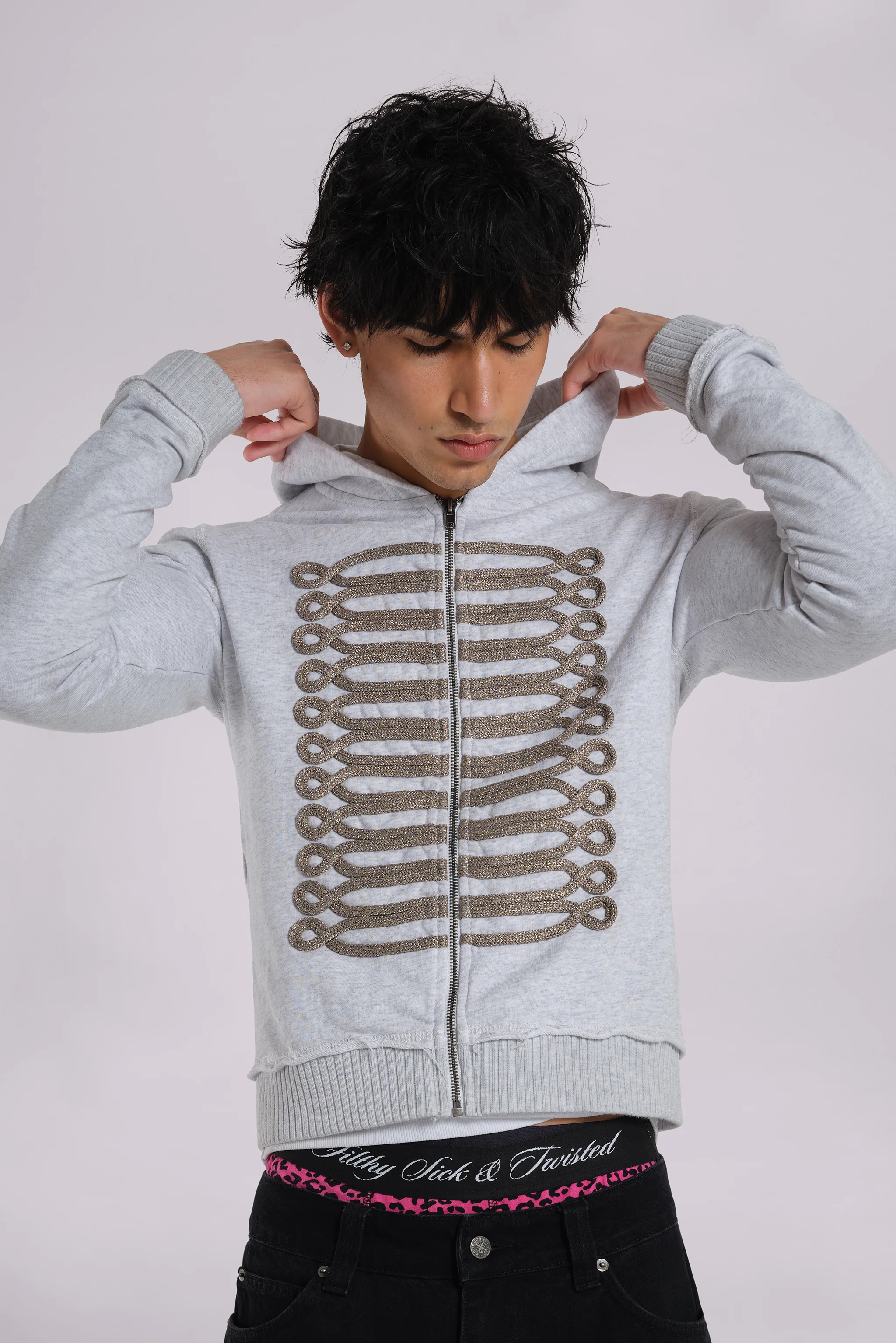 Grey Marl Military Monster Hoodie - Image 6