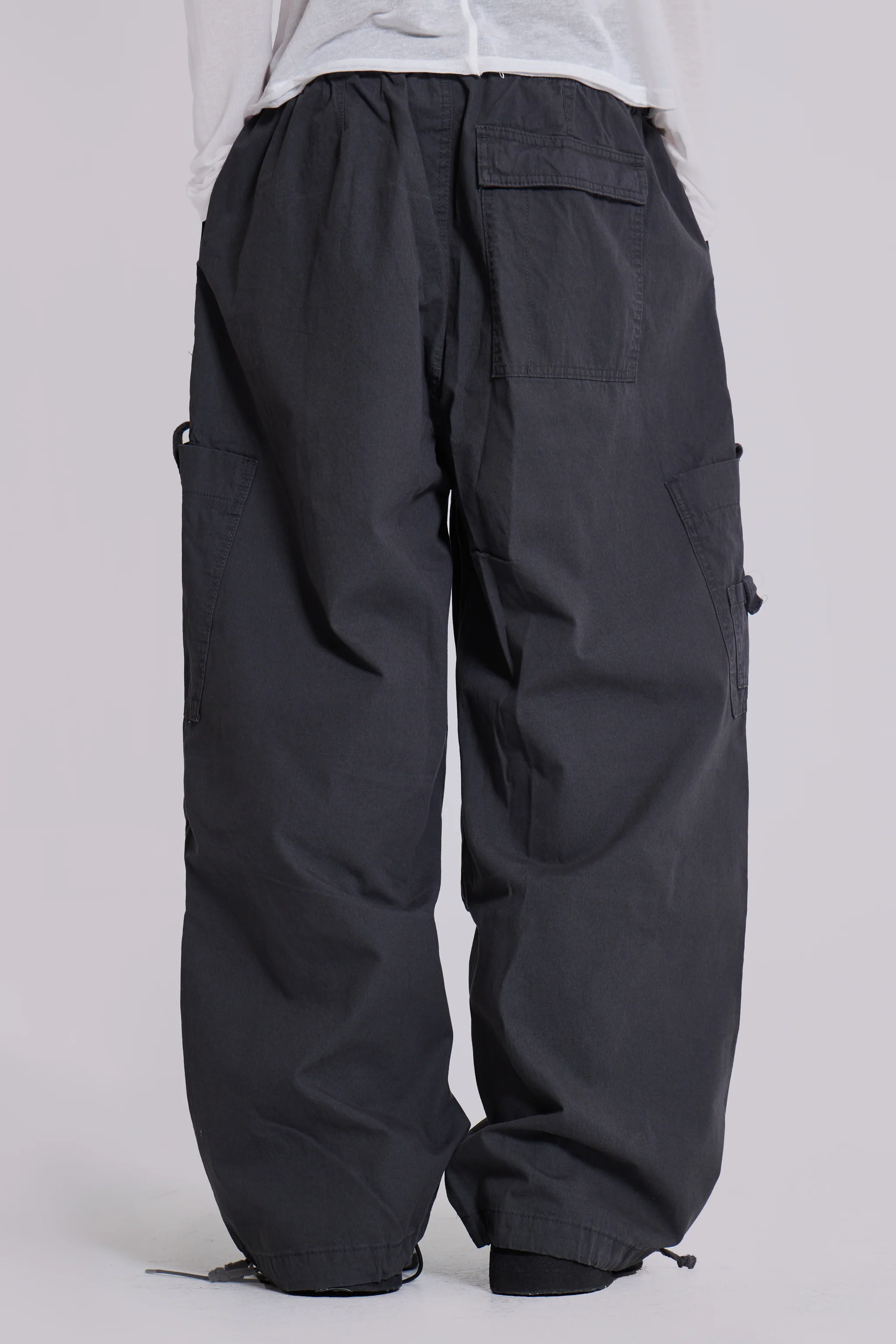 Vintage Grey Parachute Cargo Pants - Image 4