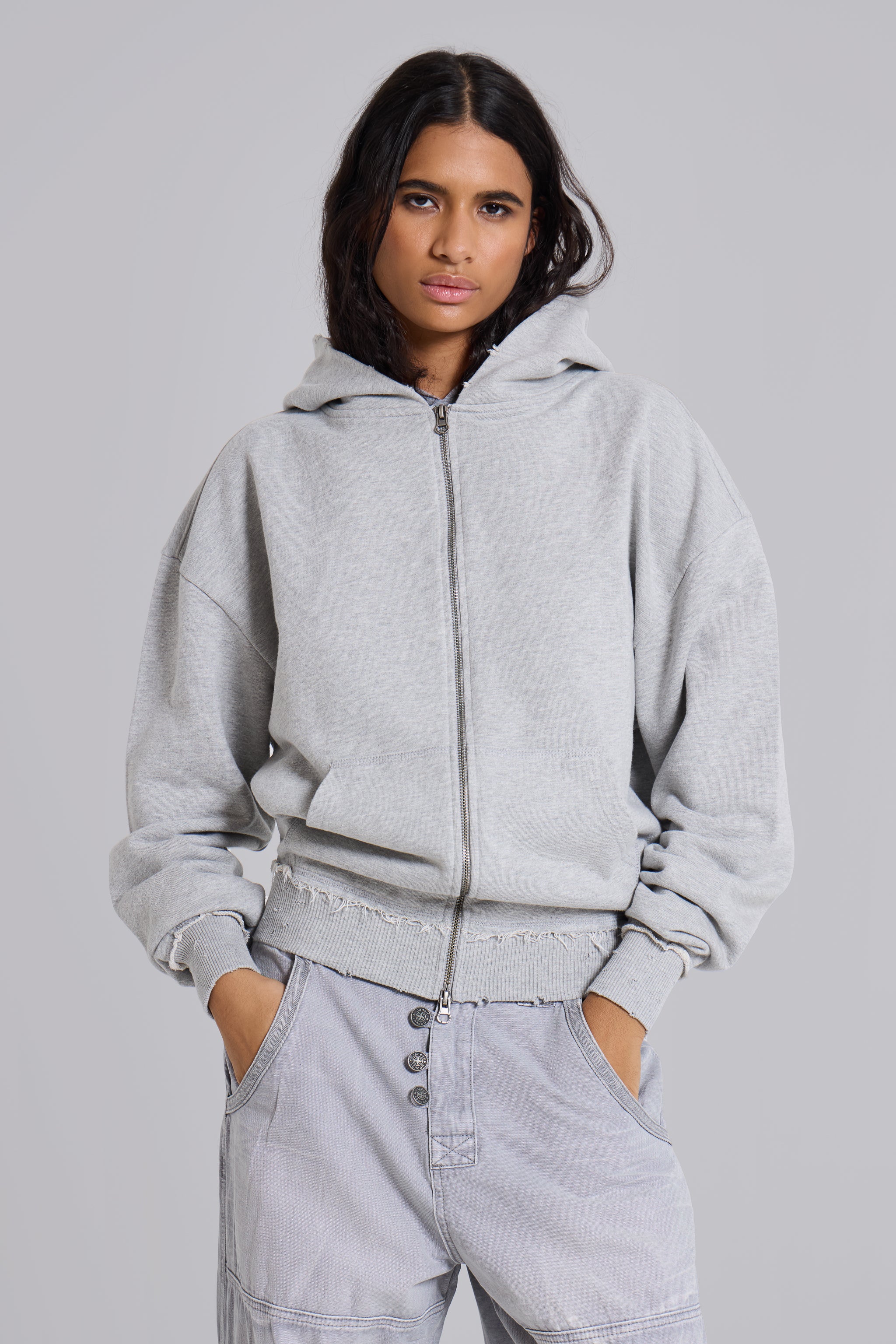 Grey Marl Oversized Monster Hoodie - Image 3