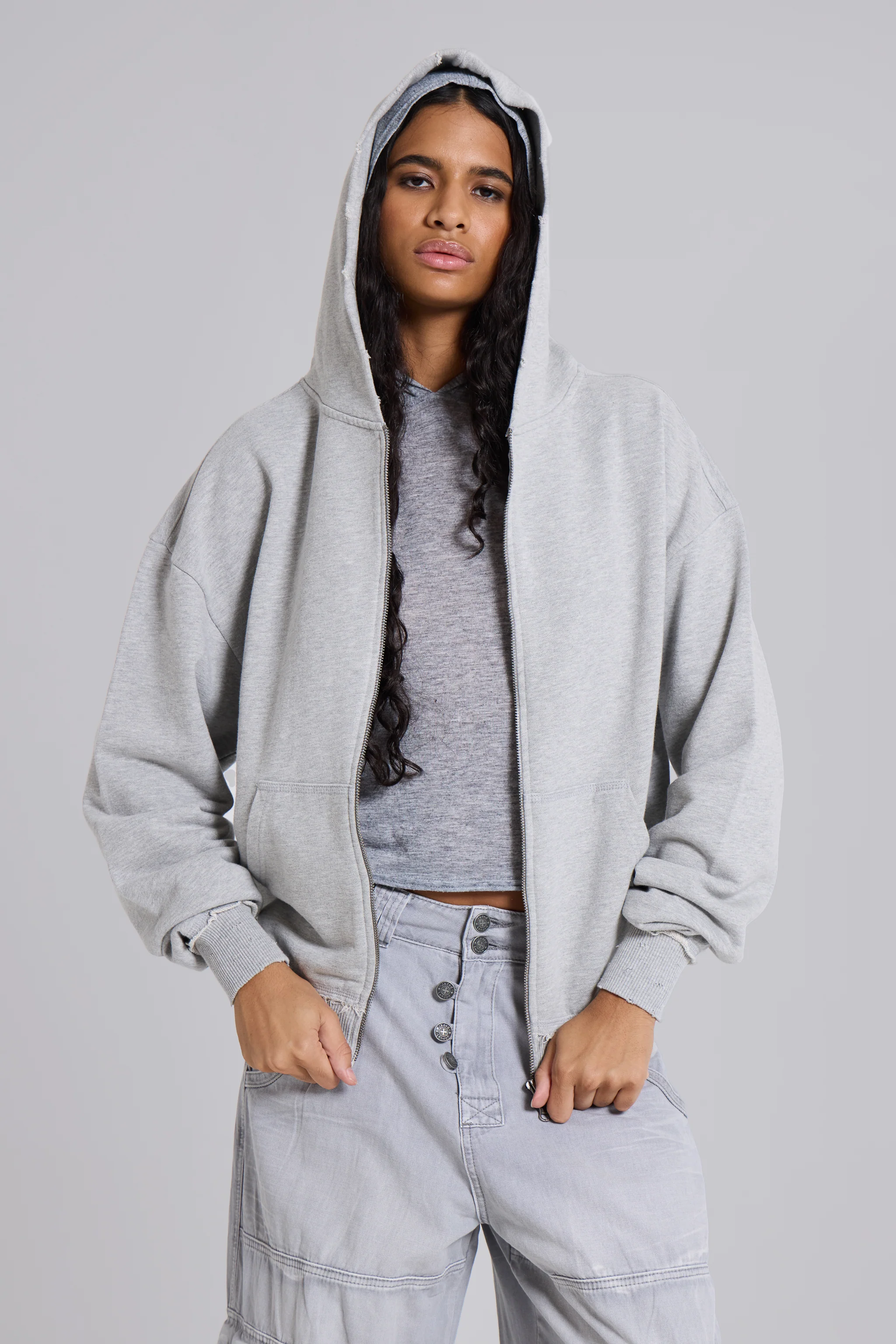 Grey Marl Oversized Monster Hoodie - Image 7