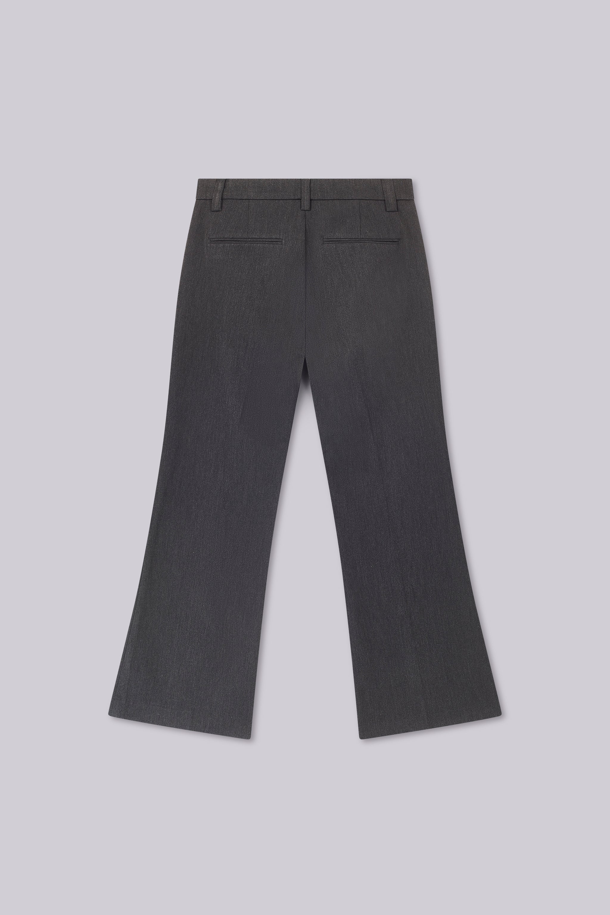 Grey Stacked Bootcut Suit Pants - Image 5
