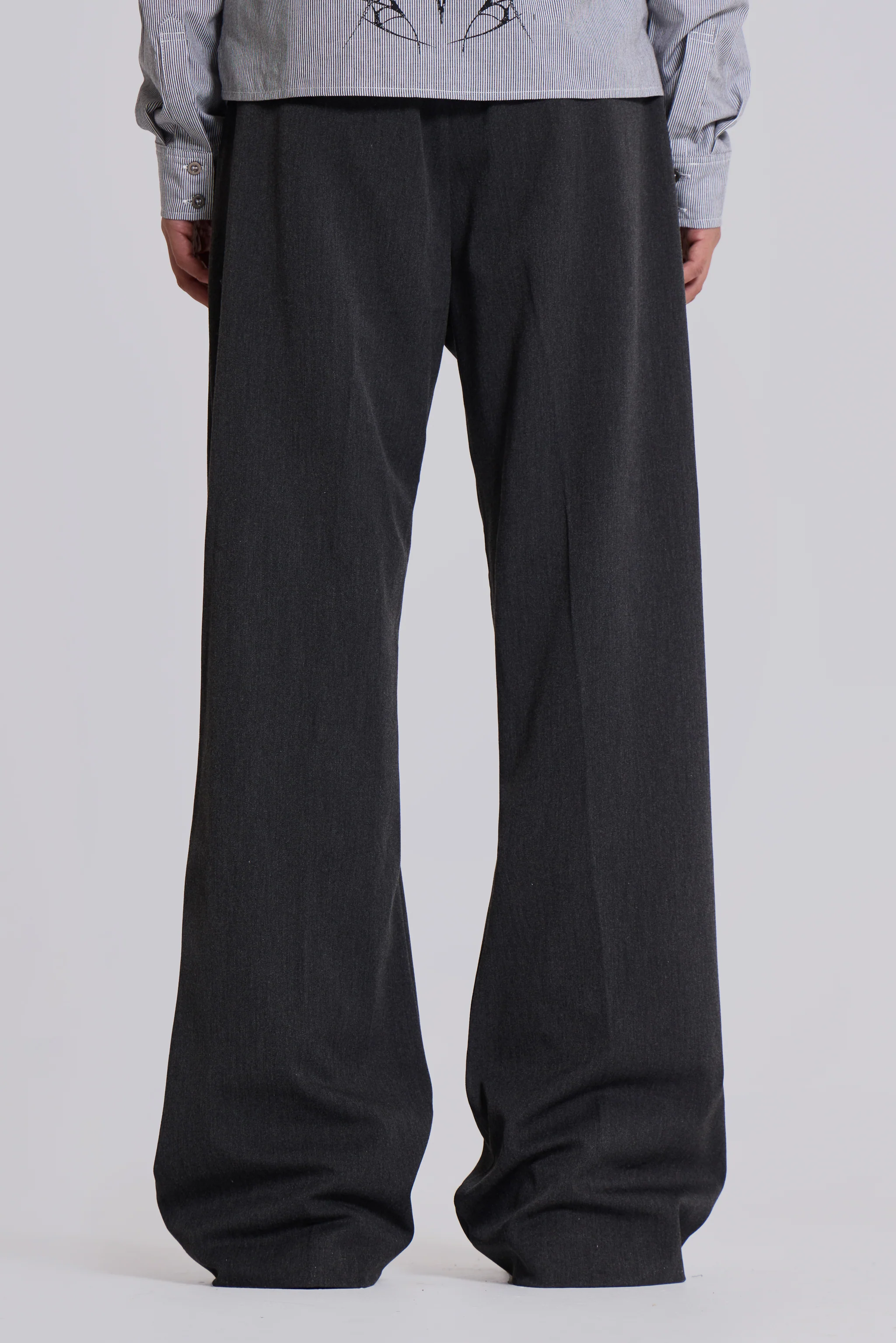 Grey Stacked Bootcut Suit Pants - Image 7