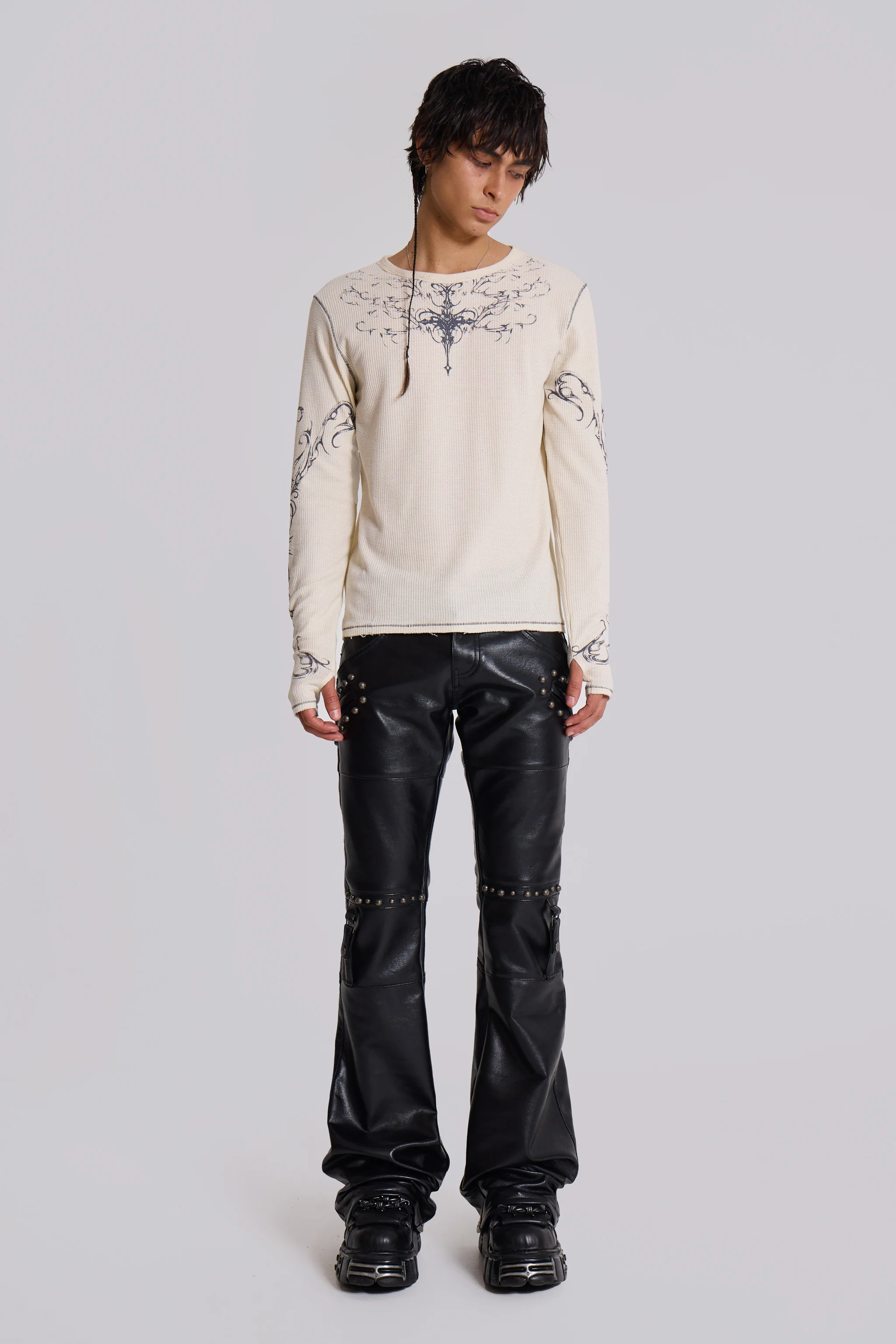 Ines Waffle White Long Sleeve Top - Image 3