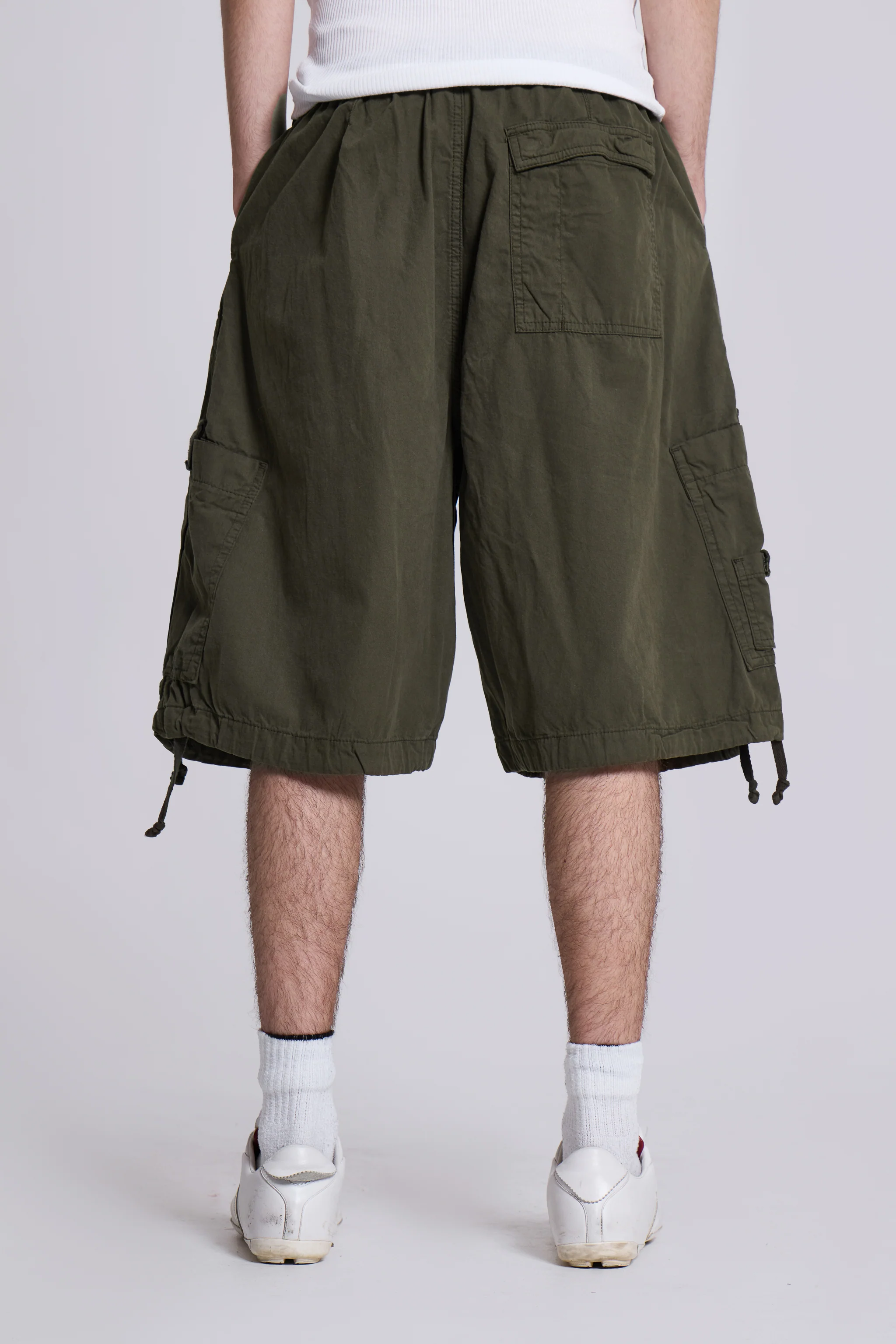 Khaki Parachute Cargo Baggy Shorts - Image 7