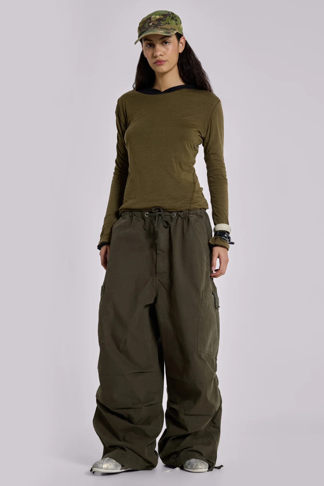 Khaki Parachute Cargo Pants - Image 3