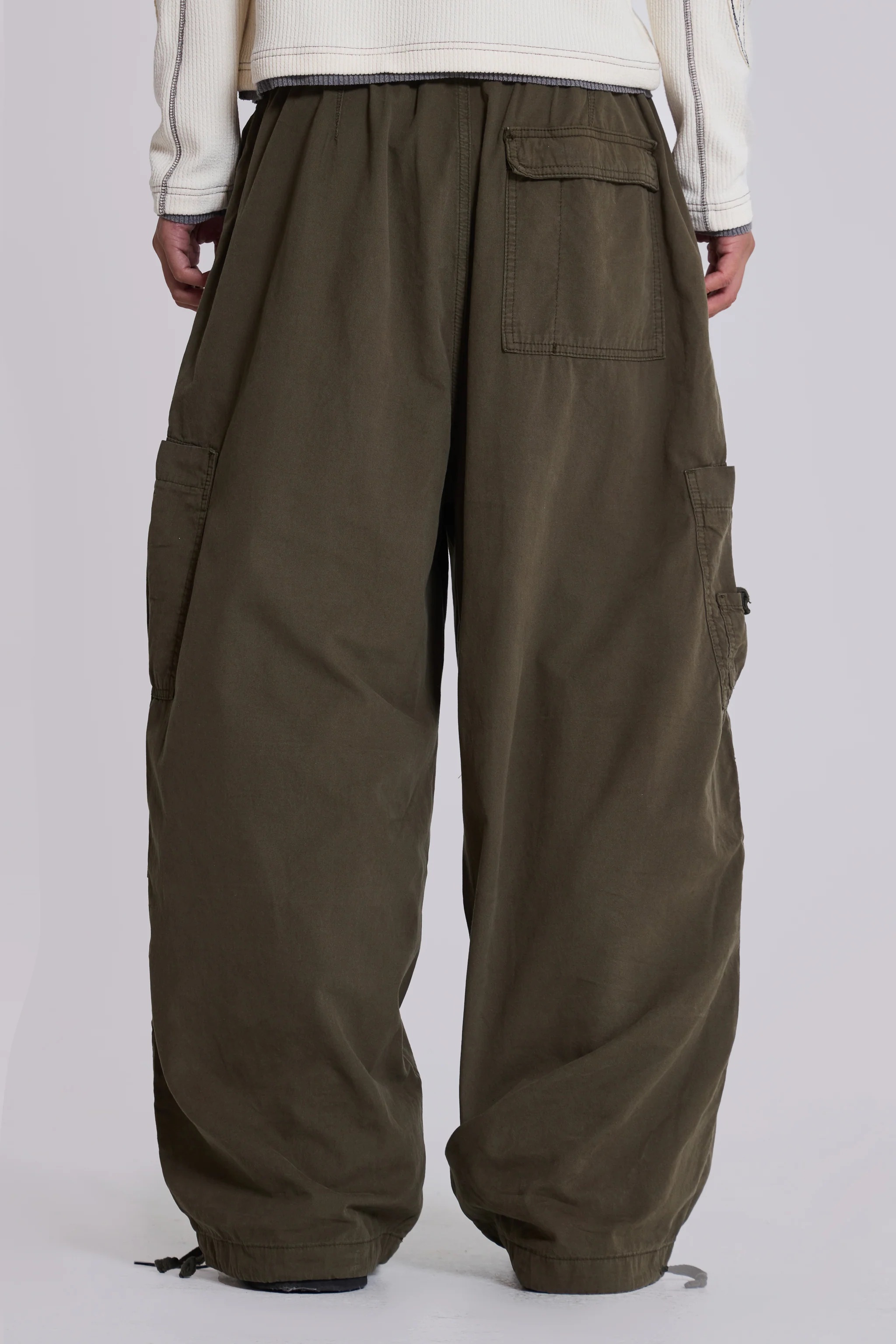Khaki Parachute Cargo Pants - Image 4