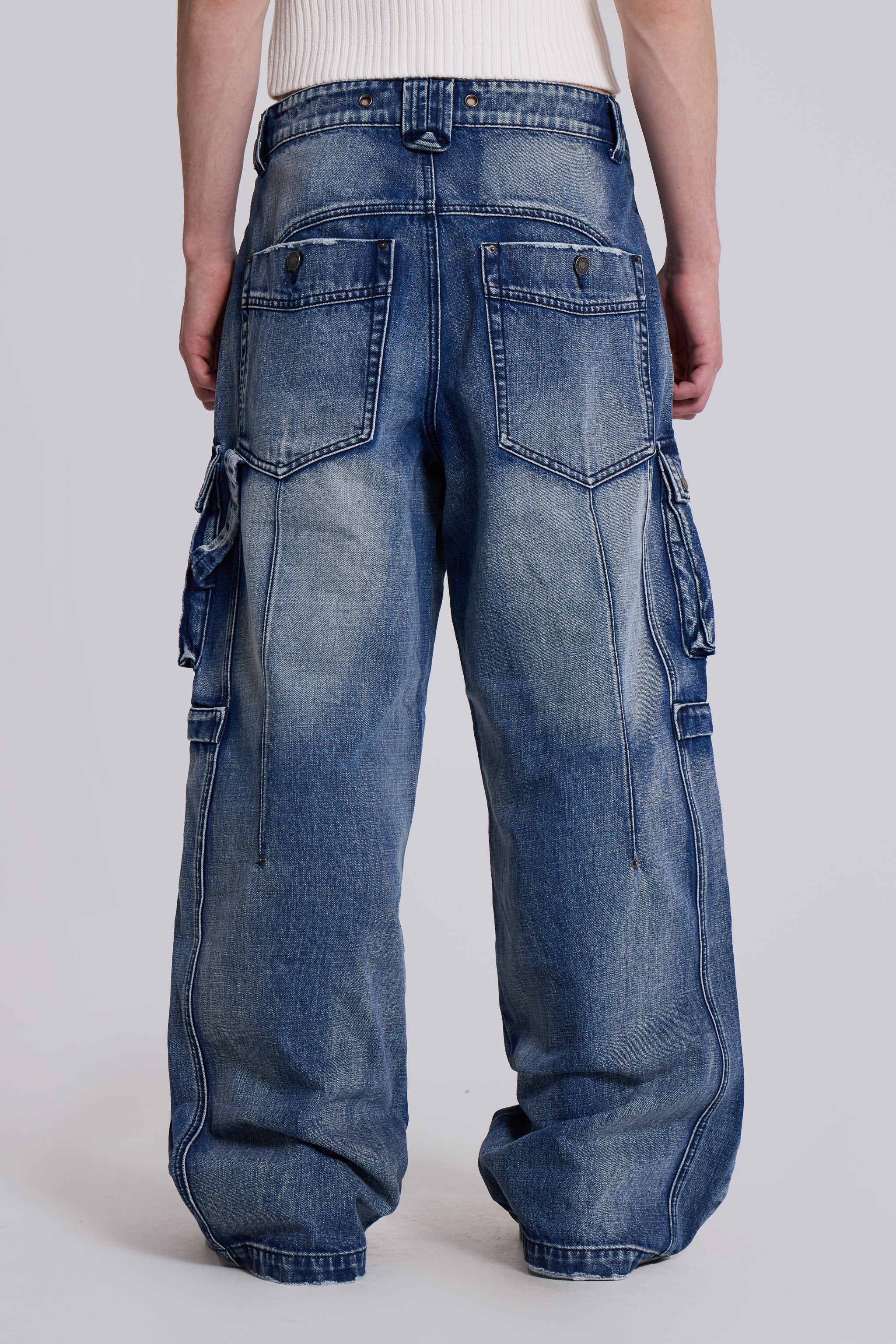 Light Wash Apex Denim Cargos - Image 4