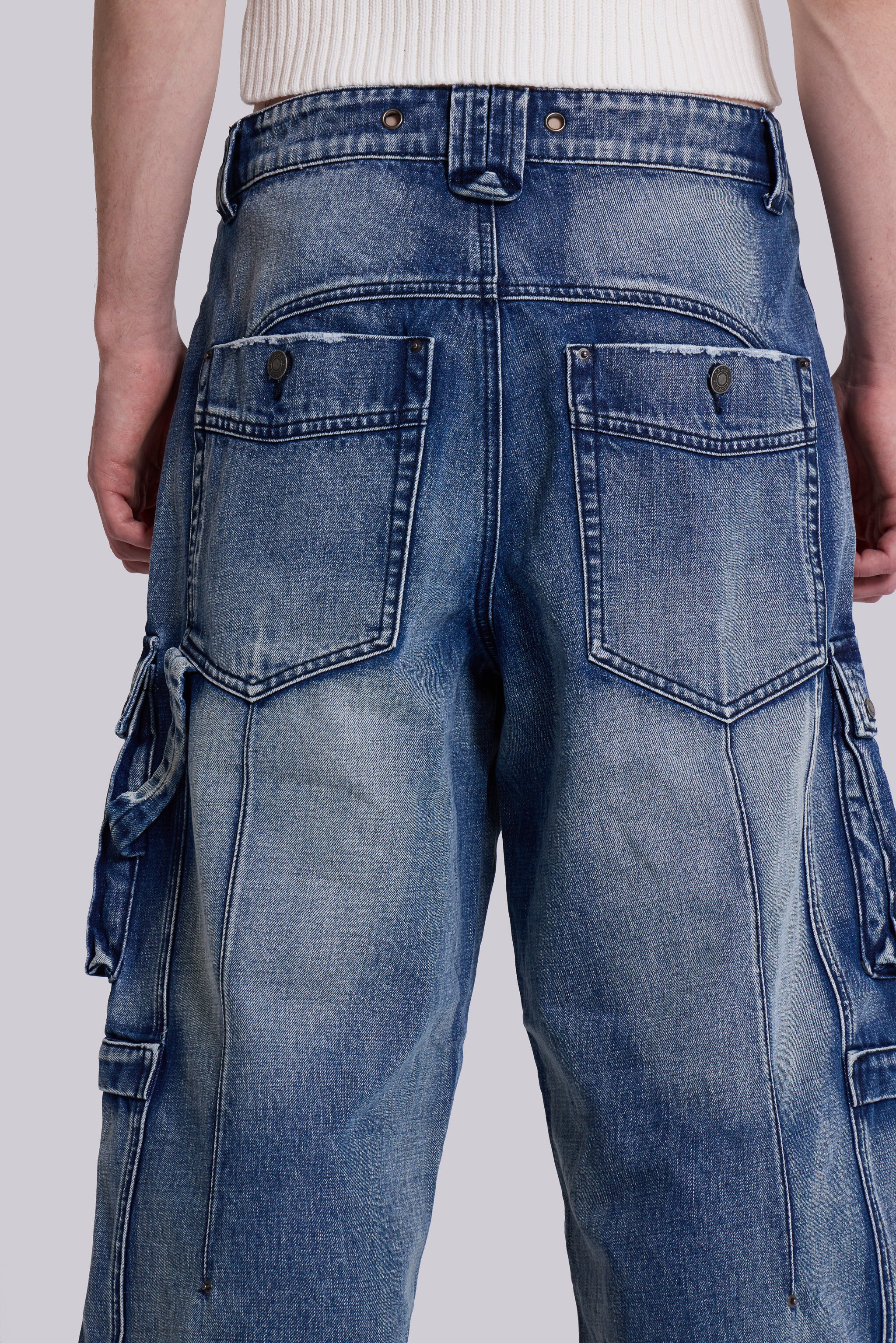 Light Wash Apex Denim Cargos - Image 5