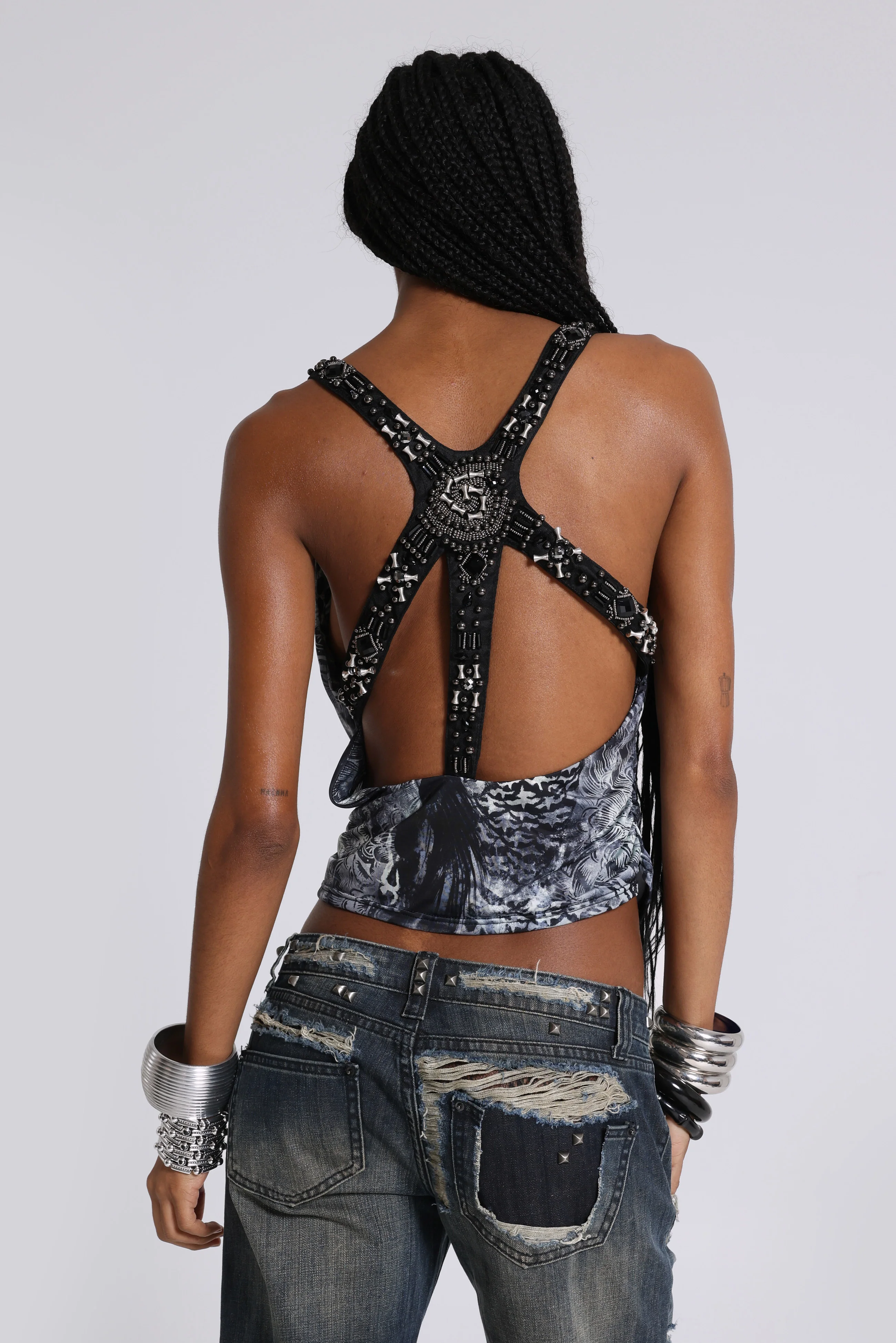 Lythra Hand-Beaded Cowl Top - Image 7