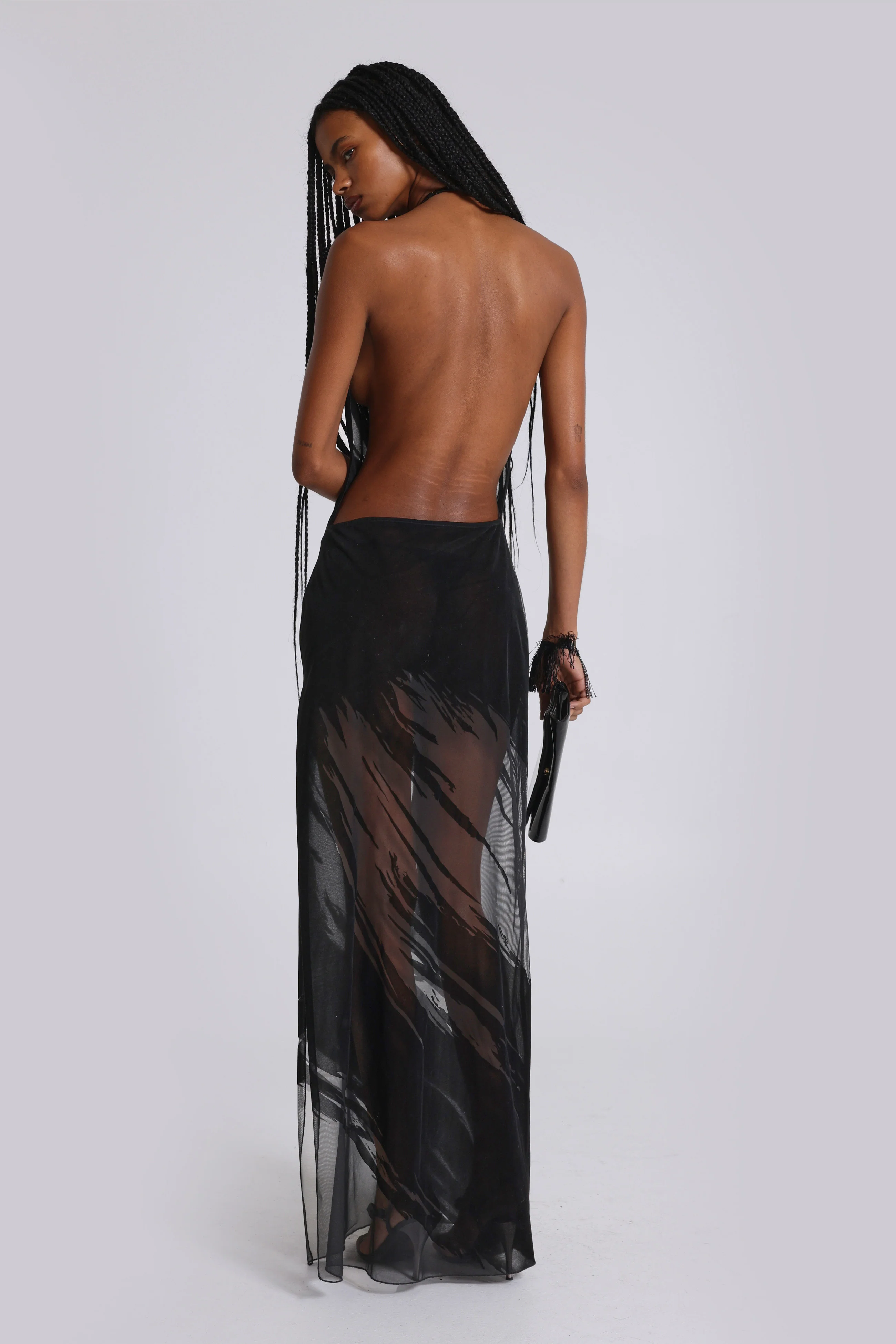 Norelle Flocked Backless Maxi Dress - Image 3
