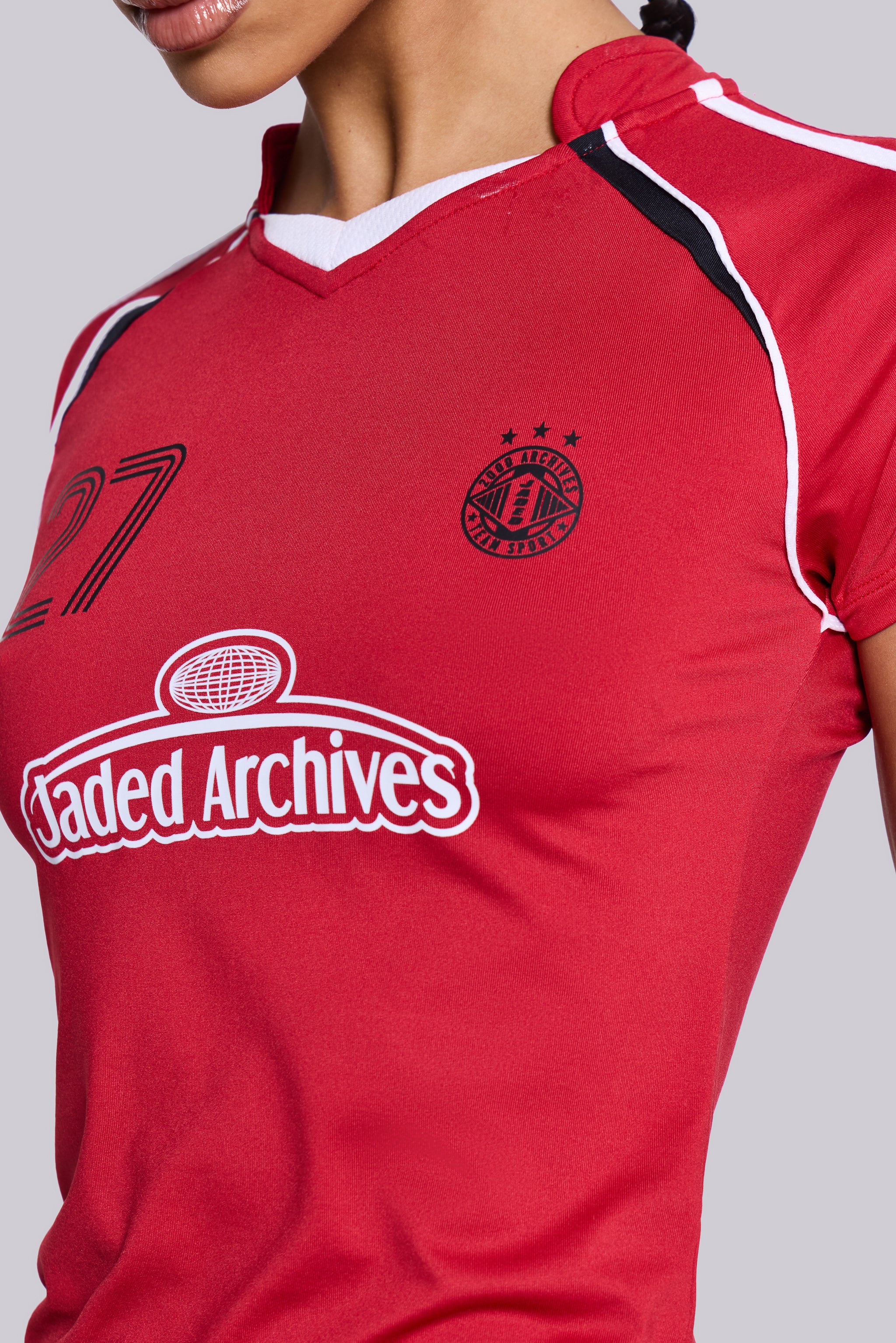 Red Not Your Cheerleader Football Baby Tee - Image 5