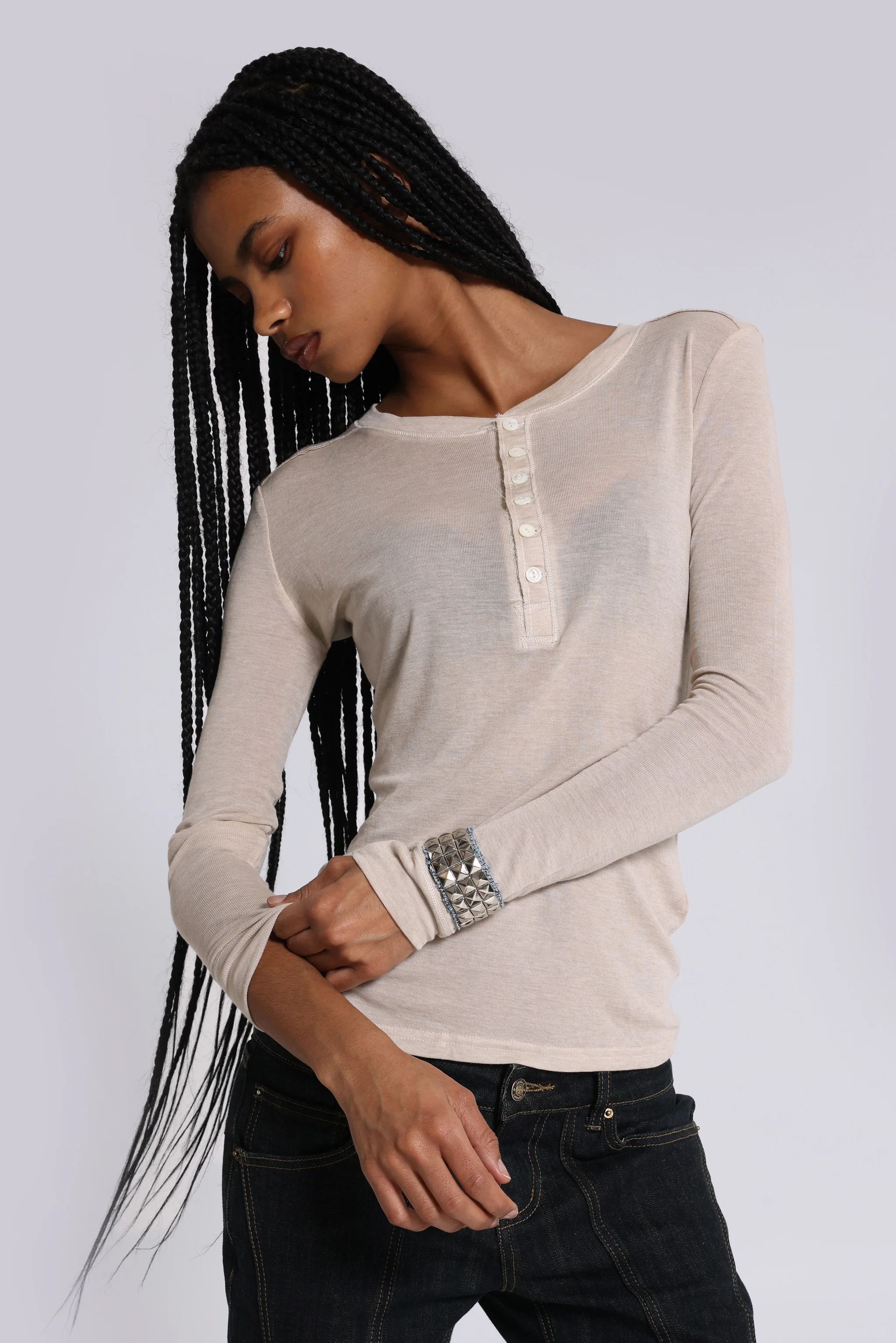 Oatmeal Haze Henley Top - Image 7