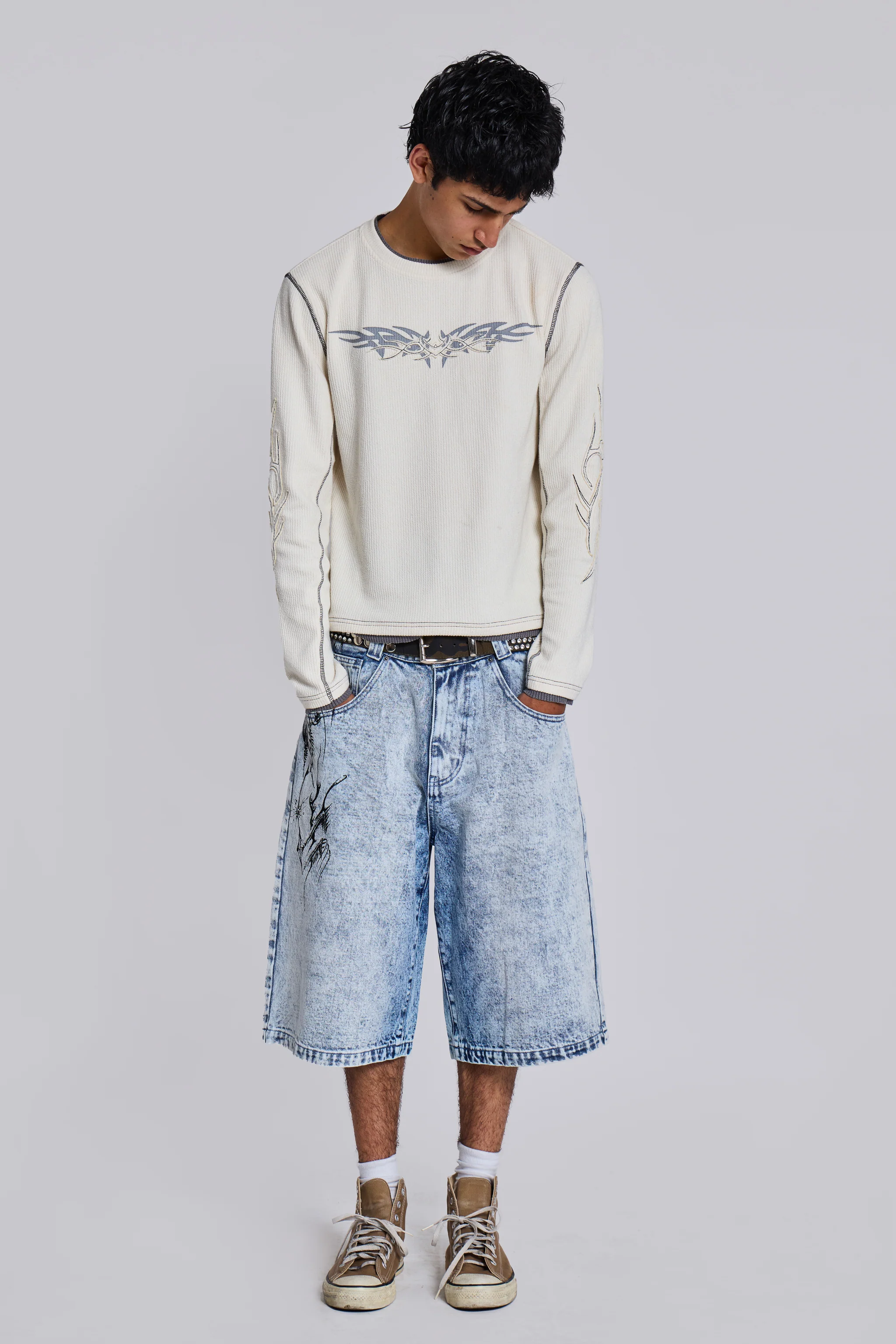 Off White Tattoo Applique Tee - Image 3