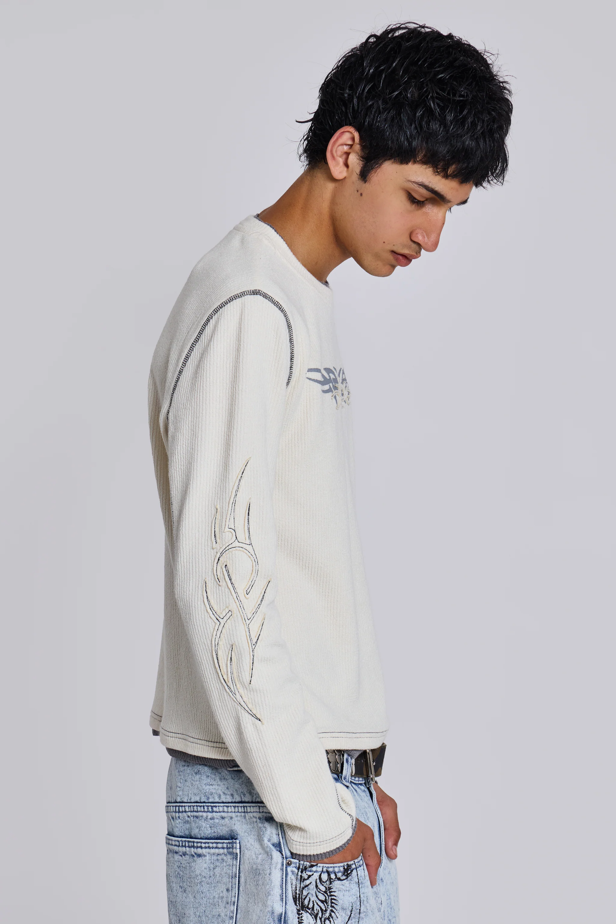 Off White Tattoo Applique Tee - Image 4