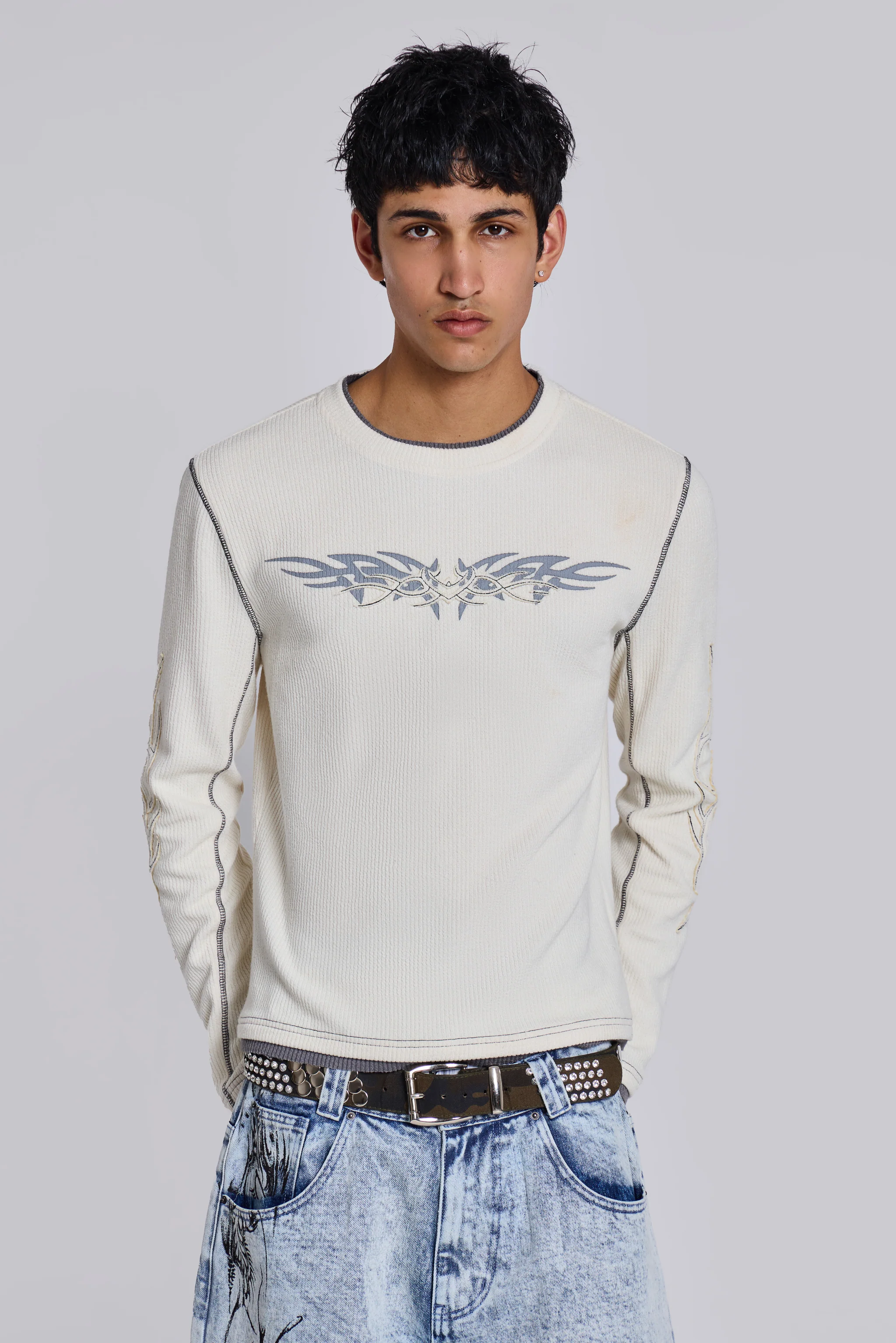 Off White Tattoo Applique Tee - Image 7