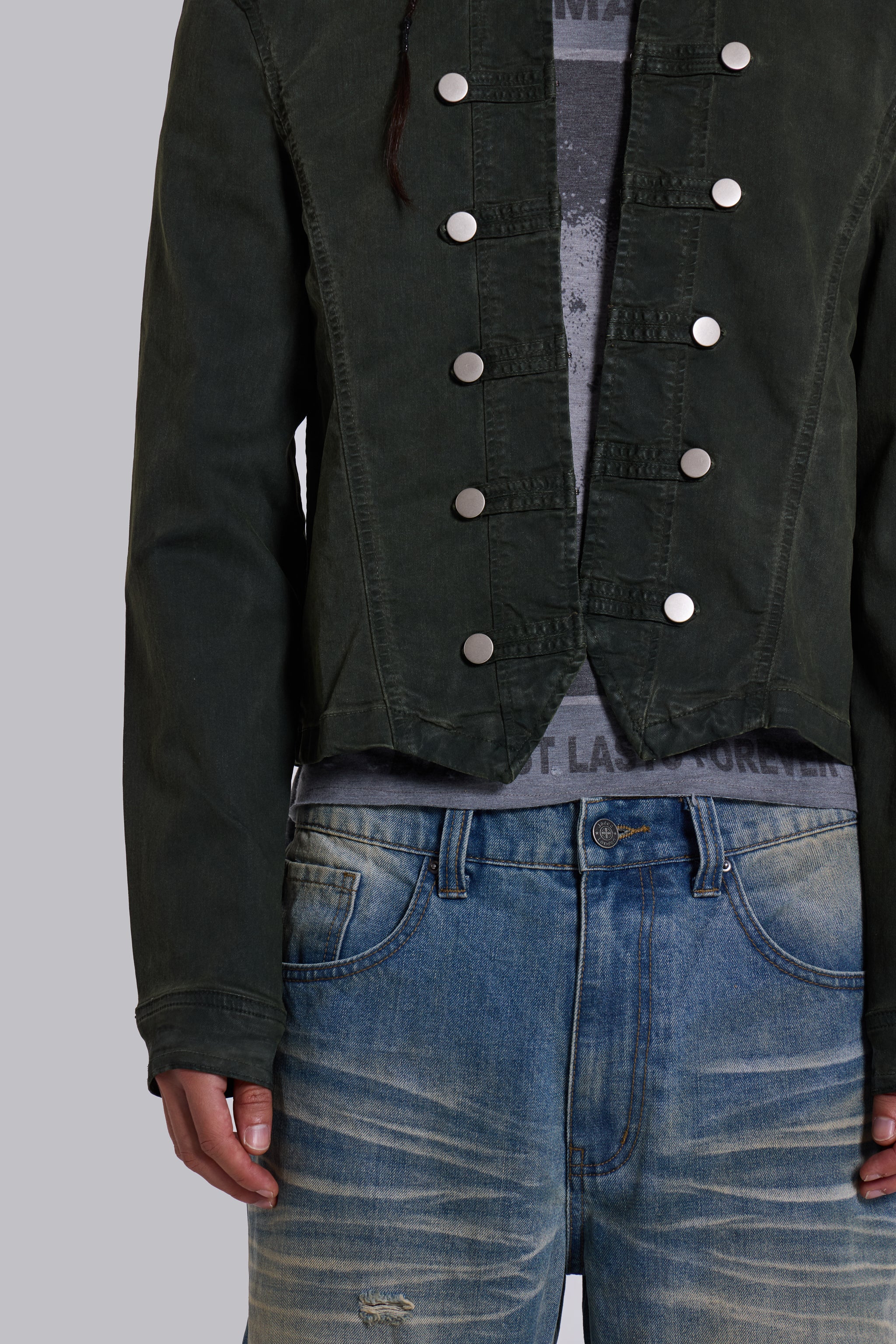 Rebel Military Jacket in Khaki - Image 7