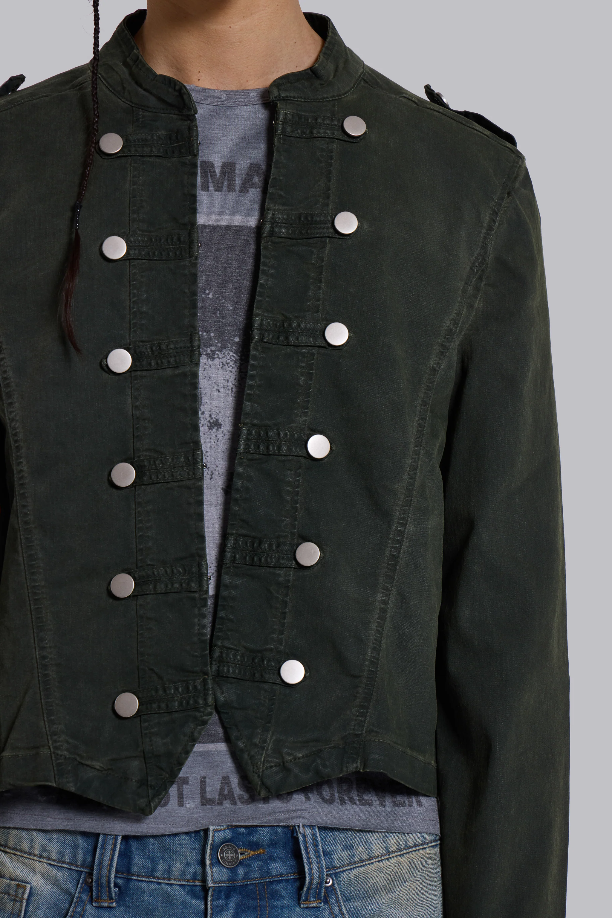 Rebel Military Jacket in Khaki - Image 8
