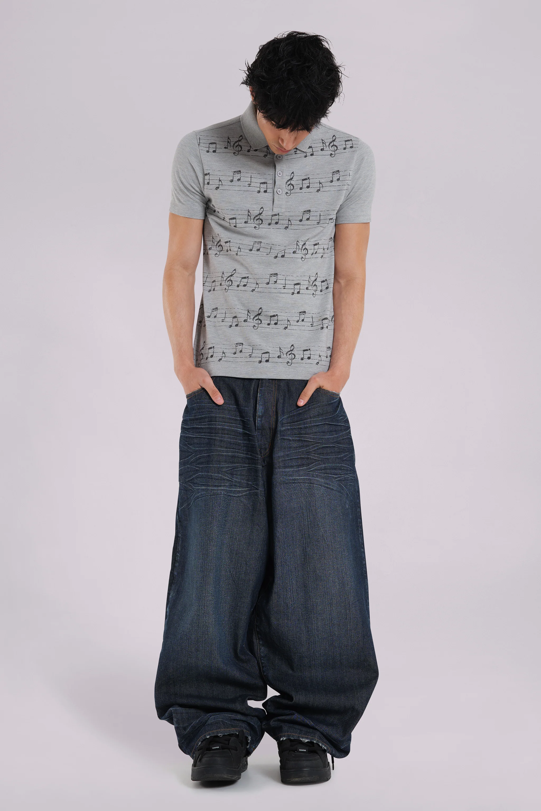 Grey Marl Riff Polo Shirt - Image 3