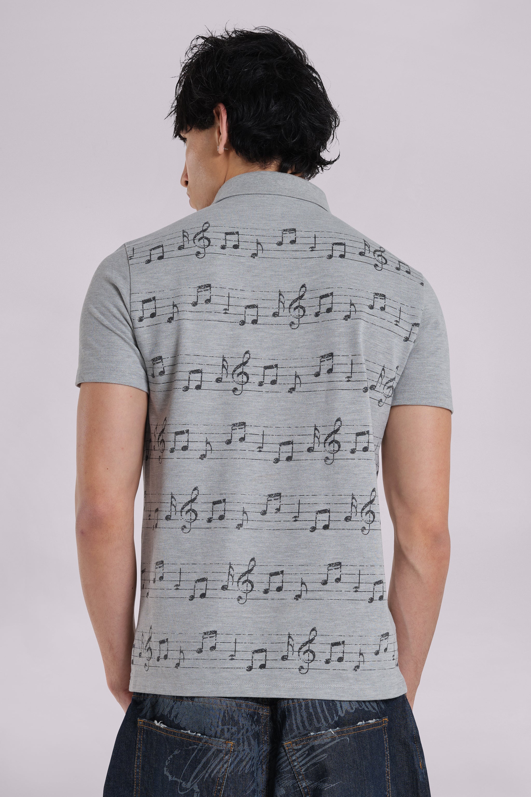 Grey Marl Riff Polo Shirt - Image 4