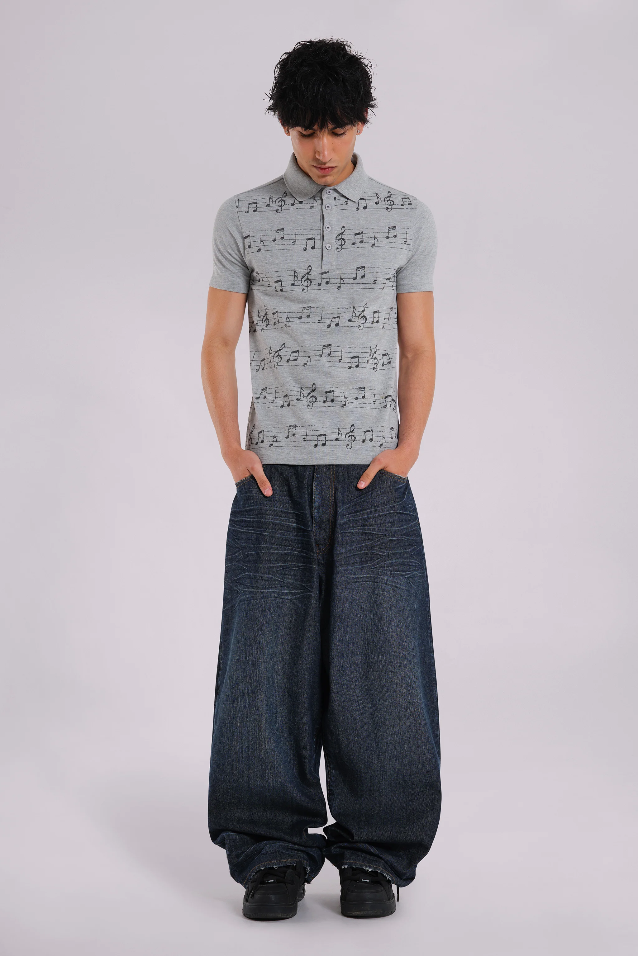 Grey Marl Riff Polo Shirt - Image 8