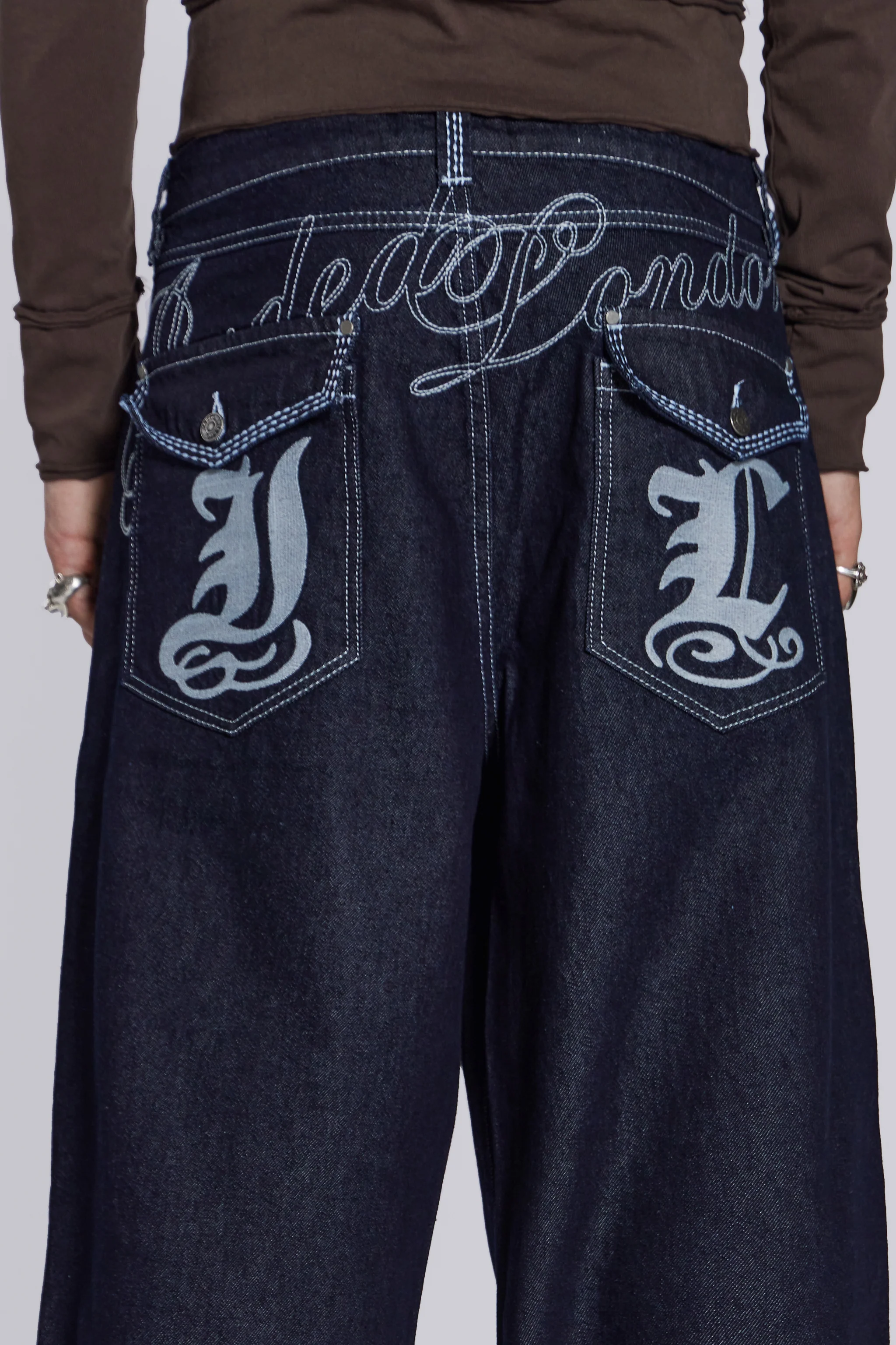 Sonic Embroidered Baggy Jeans - Image 3