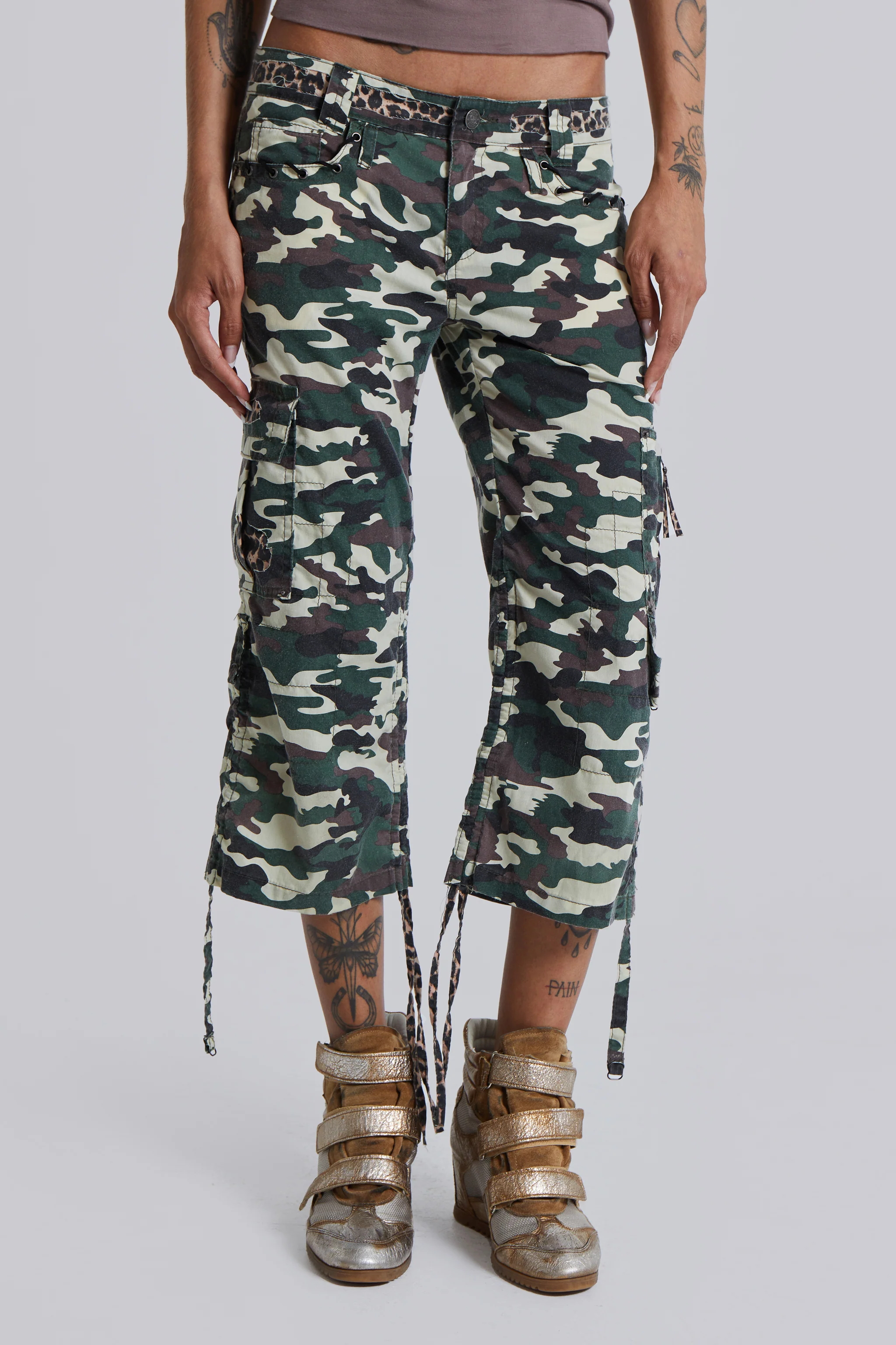 Stella Camo Leopard Cargo Capri Trousers - Image 11