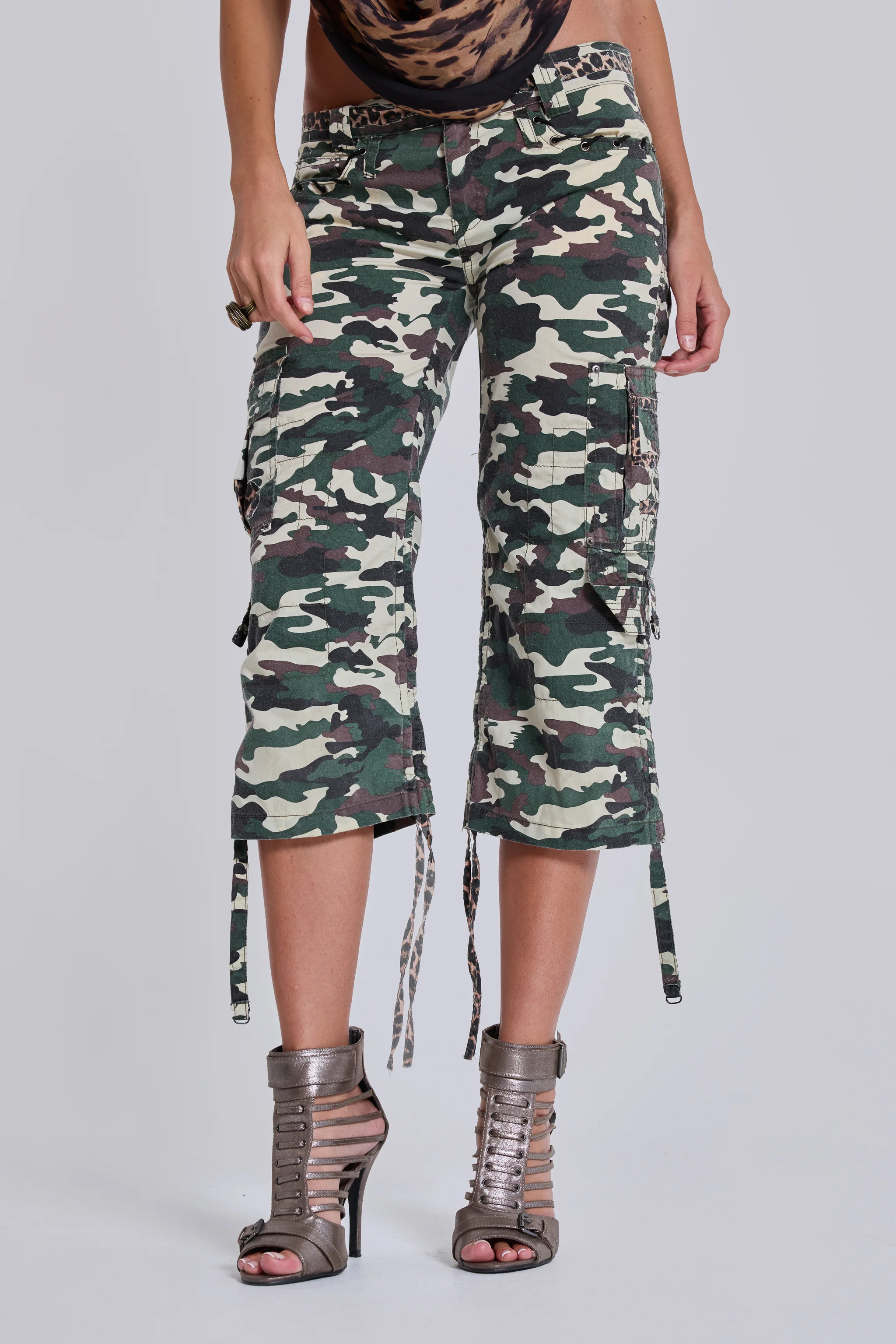 Stella Camo Leopard Cargo Capri Trousers - Image 4