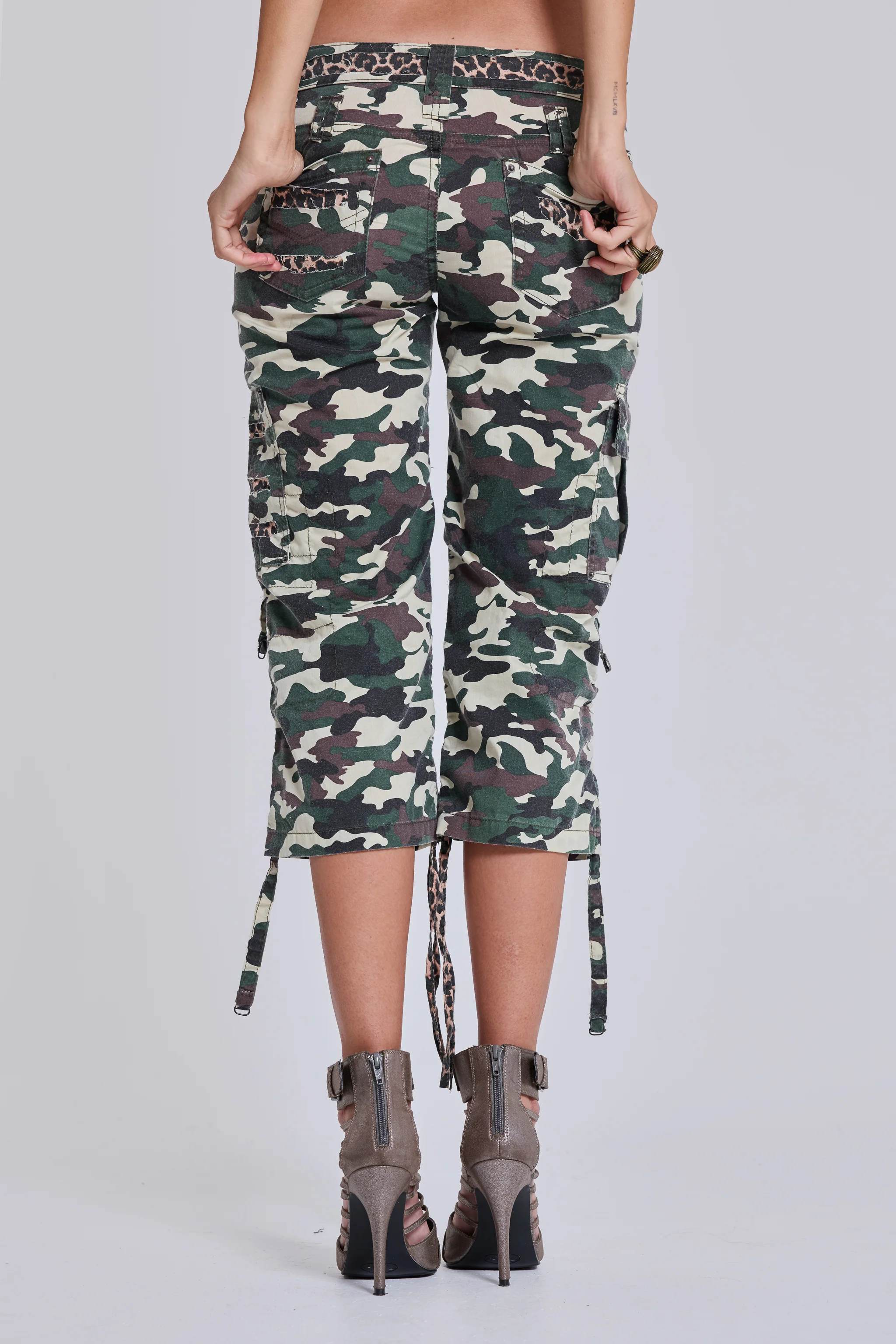 Stella Camo Leopard Cargo Capri Trousers - Image 6
