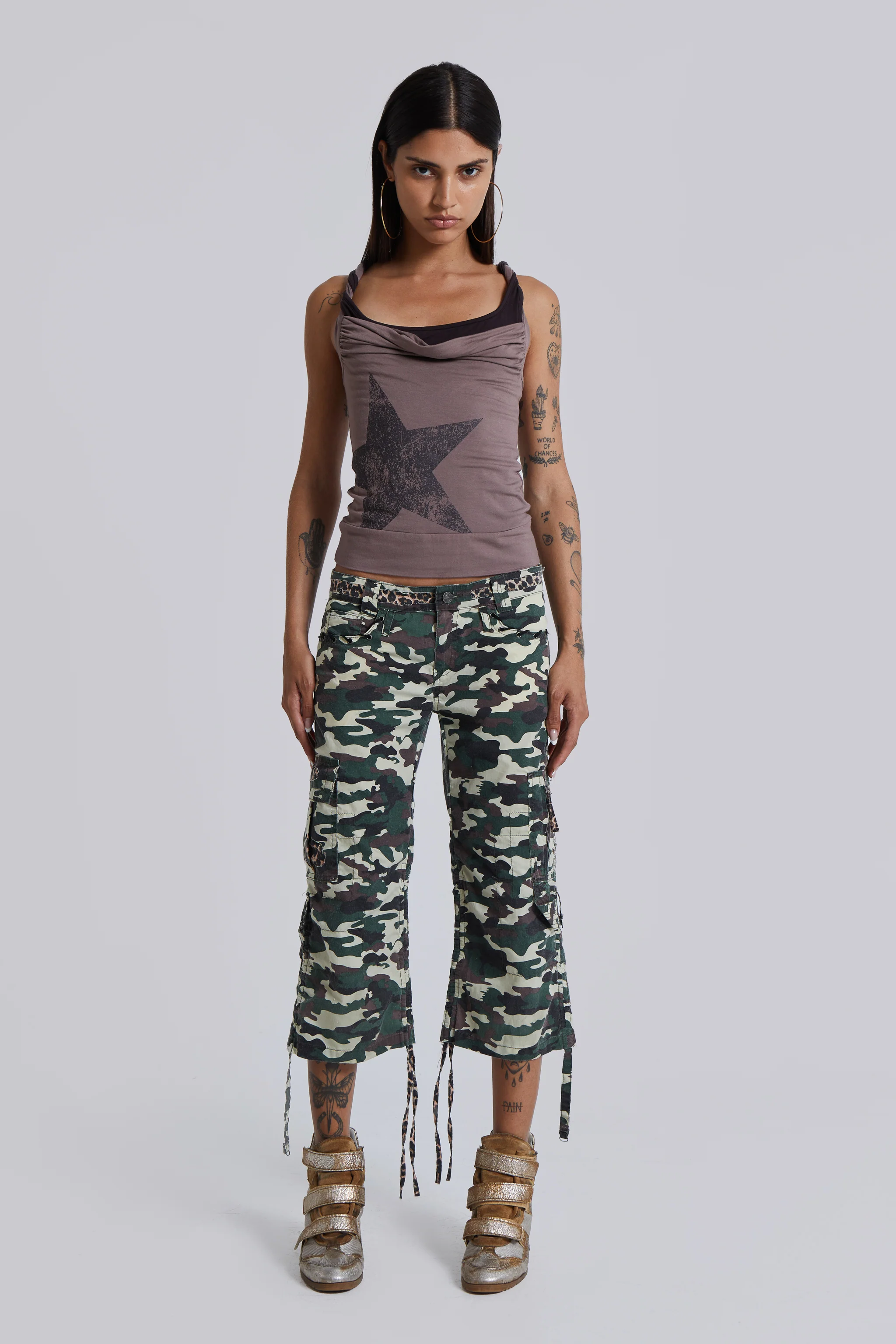 Stella Camo Leopard Cargo Capri Trousers - Image 9