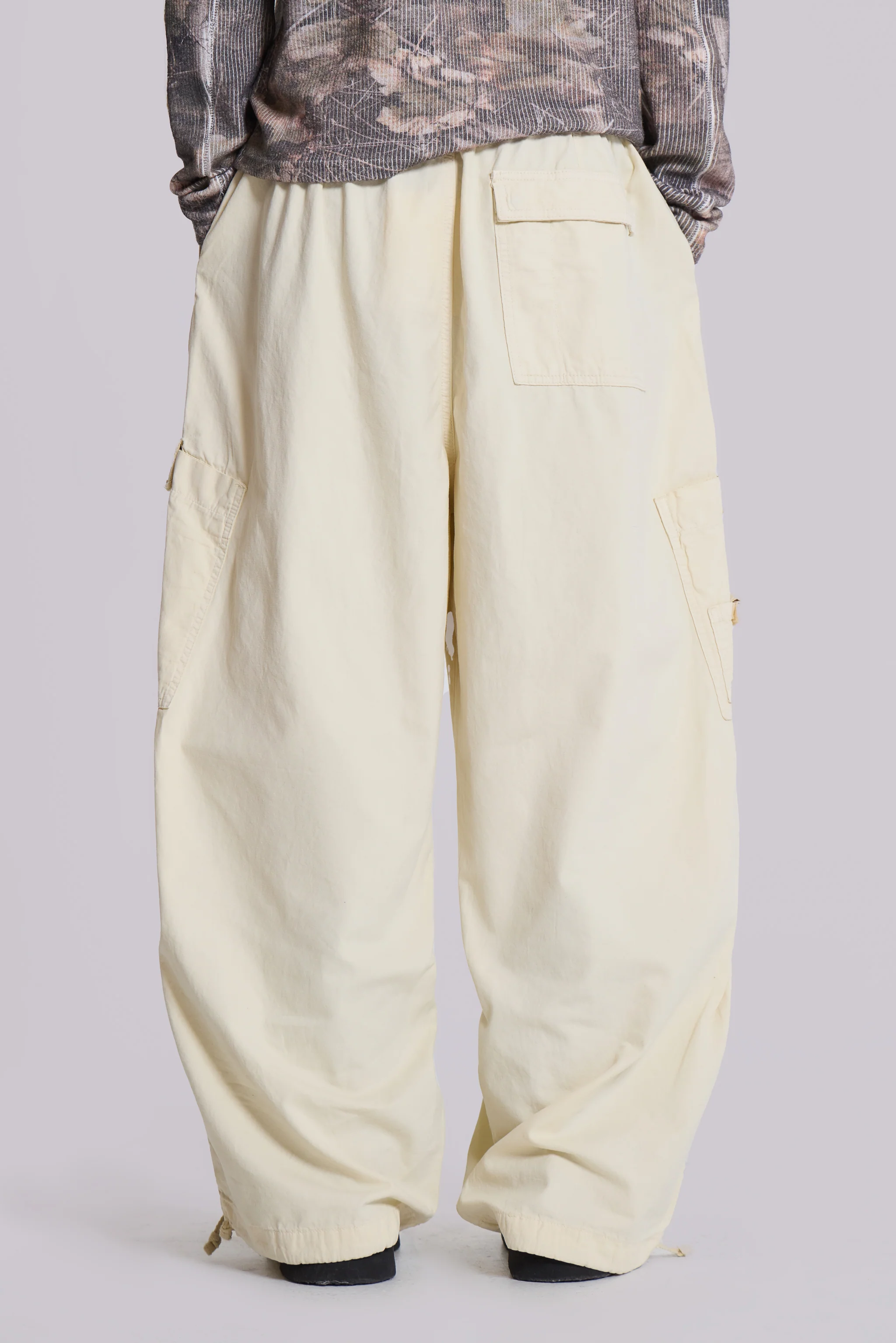 Ecru Parachute Cargo Pants - Image 4
