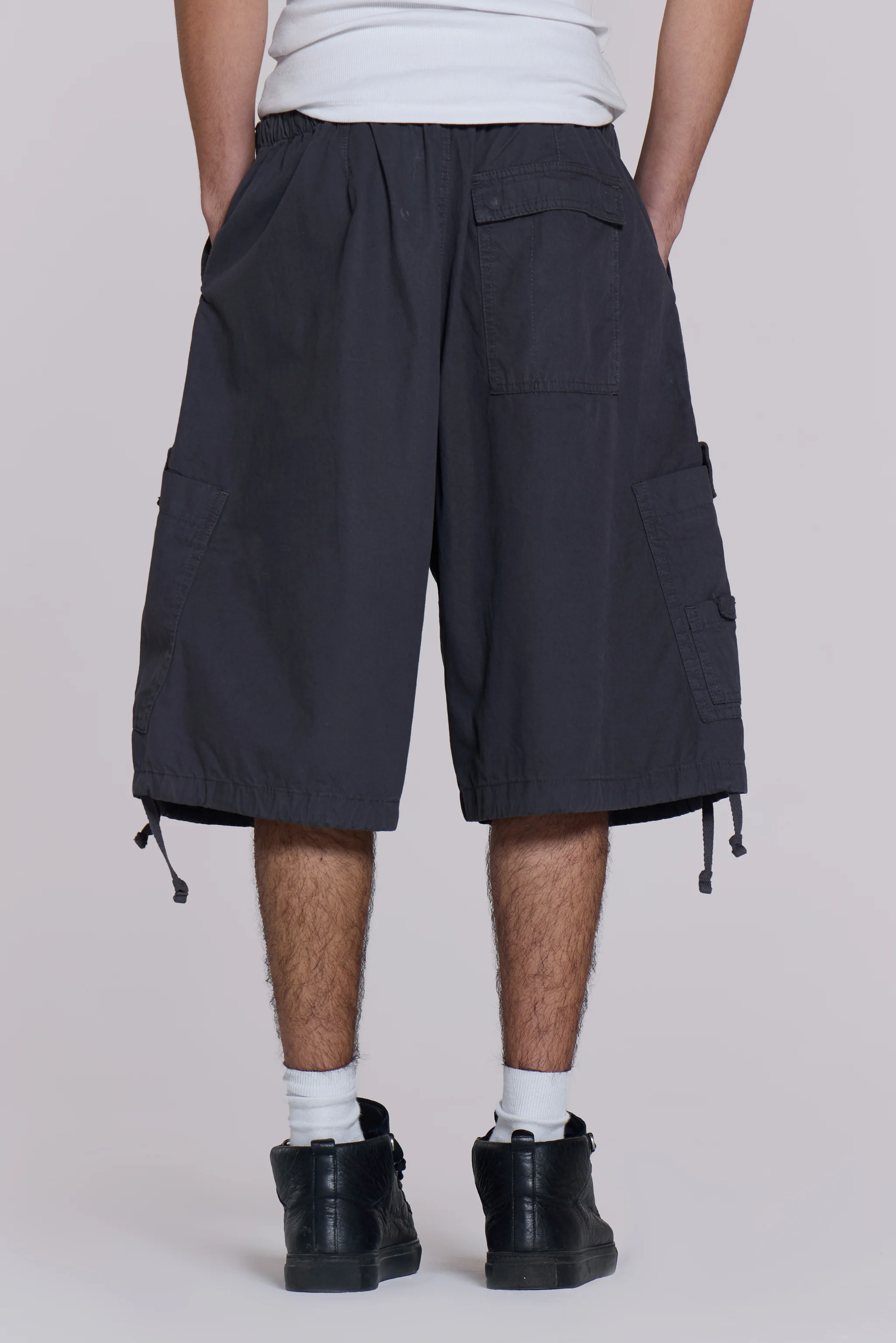 Vintage Grey Parachute Cargo Shorts - Image 5