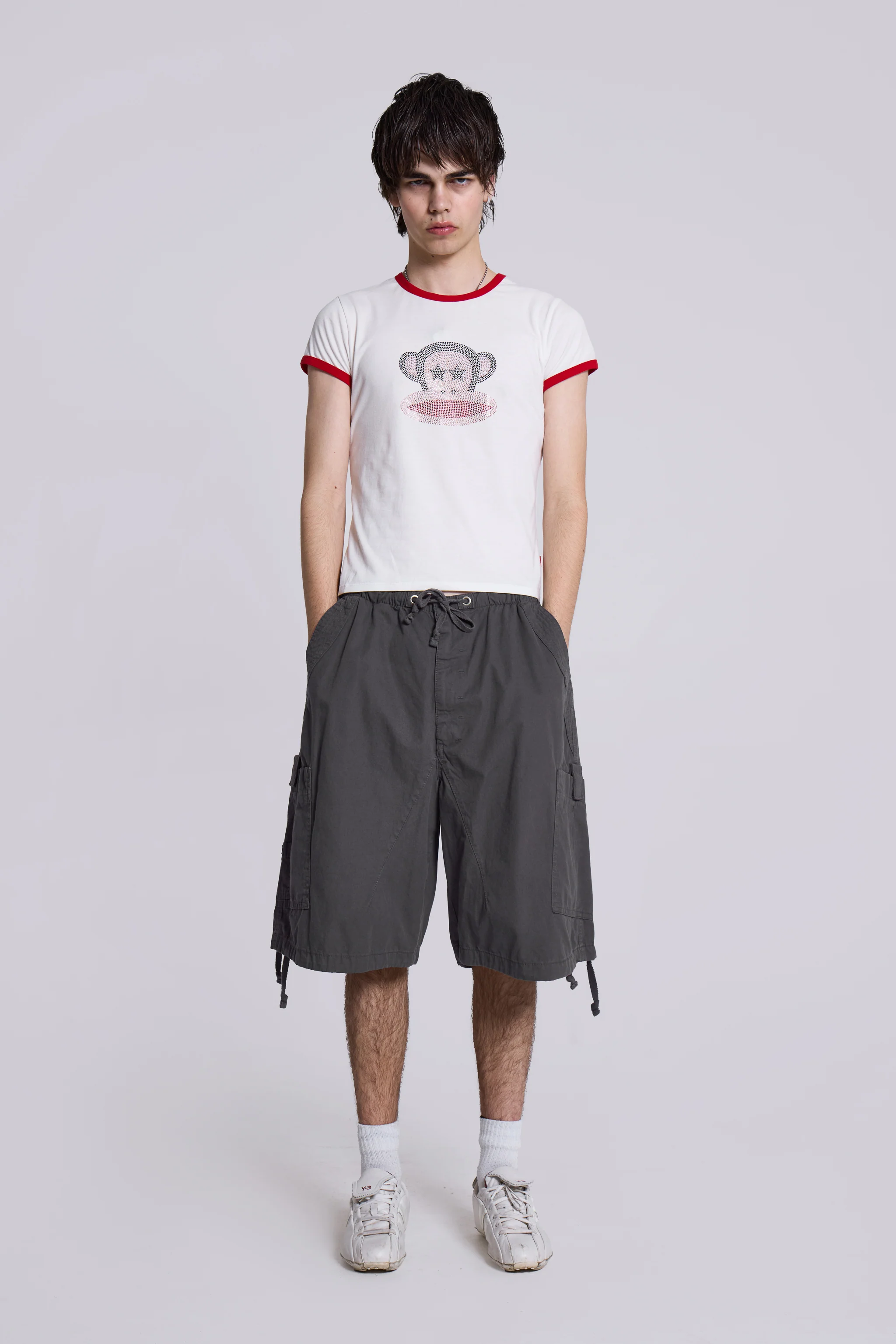 Vintage Grey Parachute Cargo Shorts - Image 6