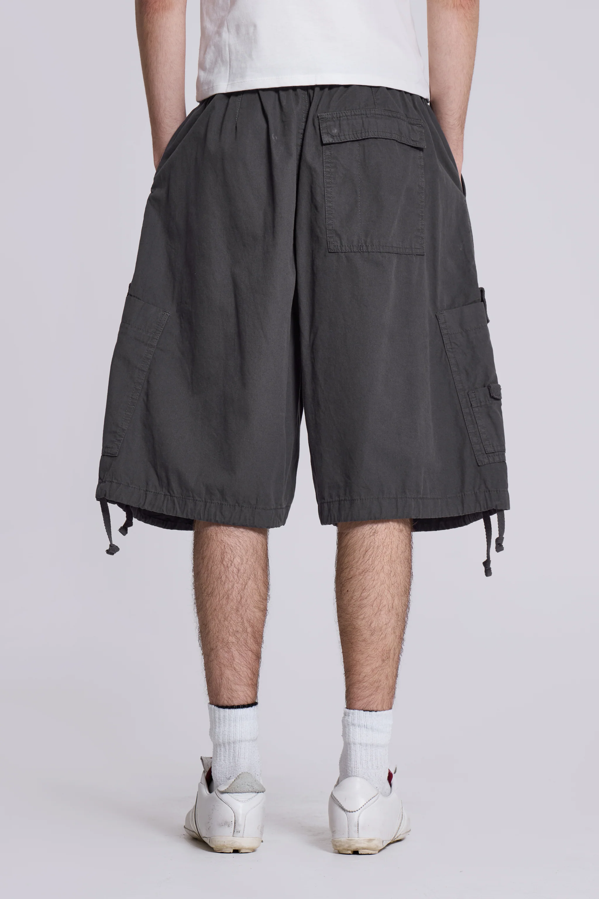 Vintage Grey Parachute Cargo Shorts - Image 7