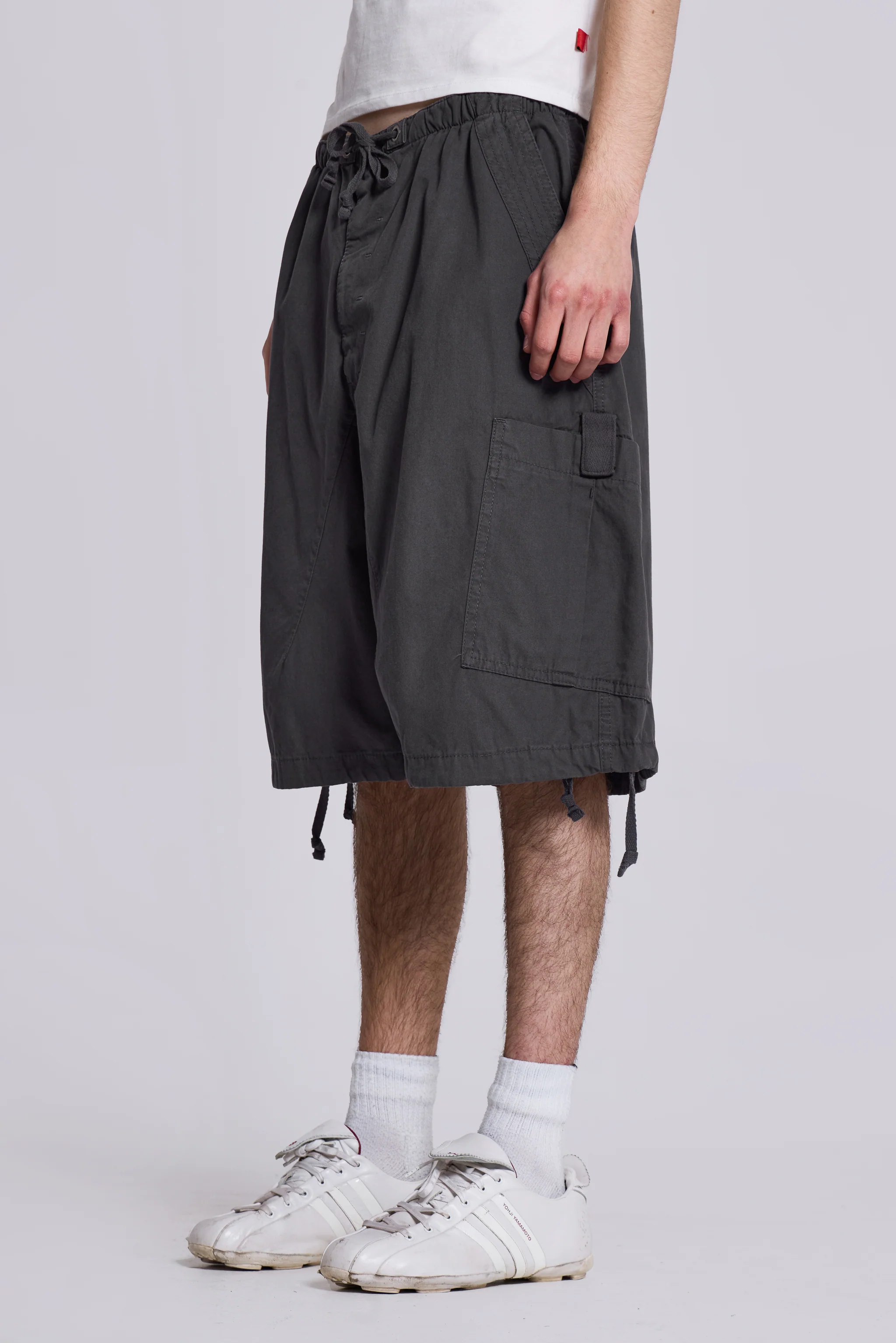 Vintage Grey Parachute Cargo Shorts - Image 8