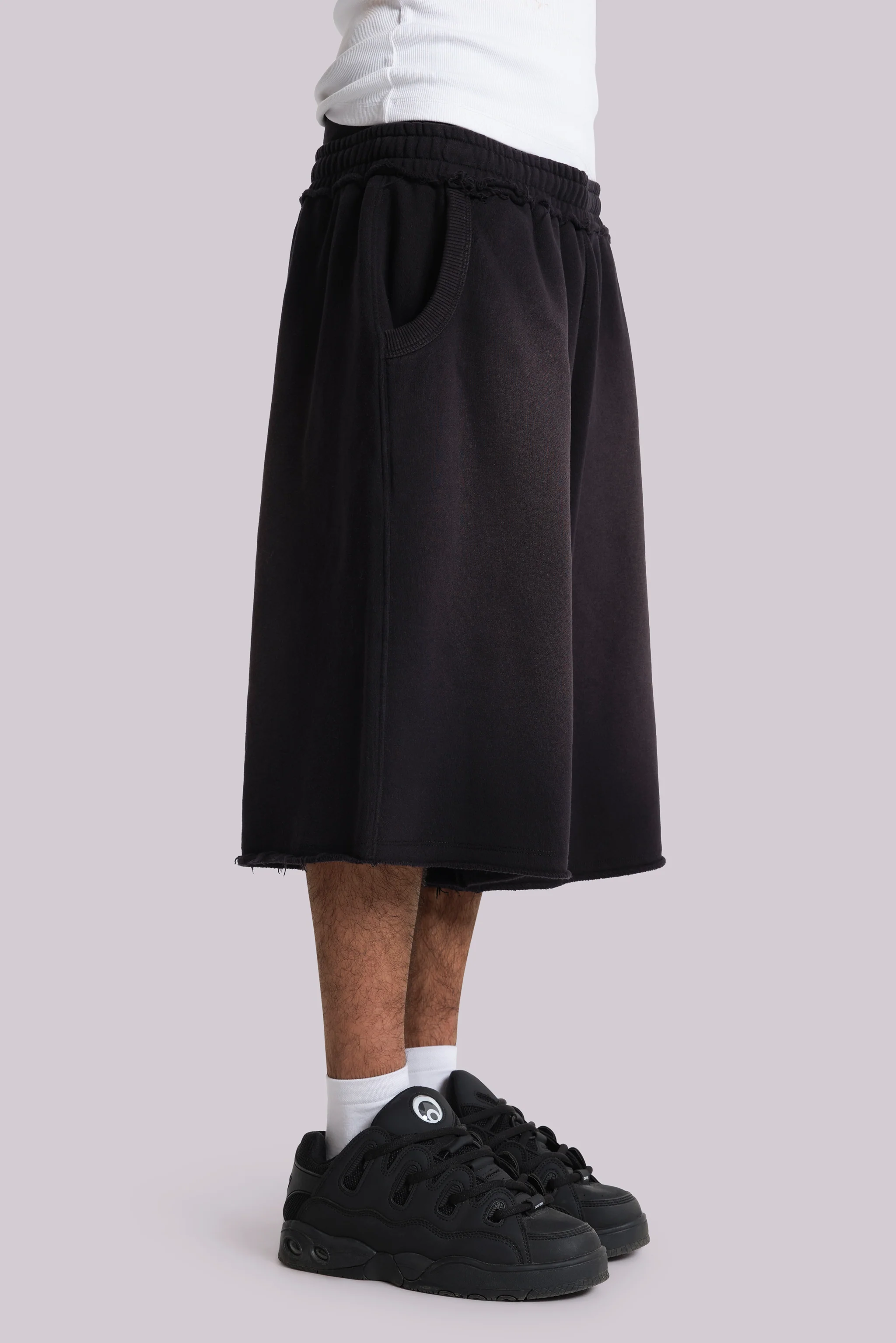 Washed Black Monster Jogger Baggy Shorts - Image 4