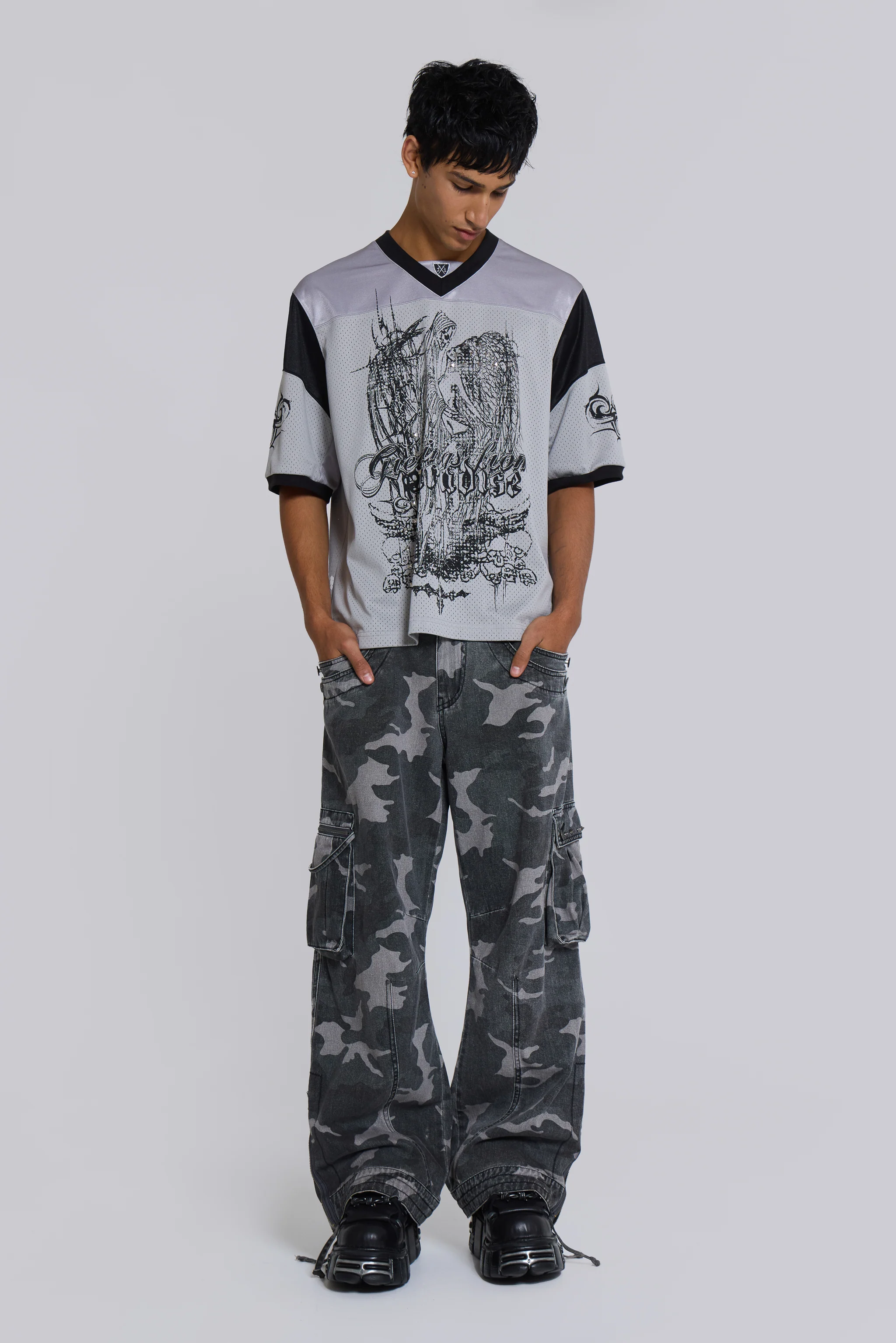 Washed Black Trooper Camo Cargo Pant - Image 3