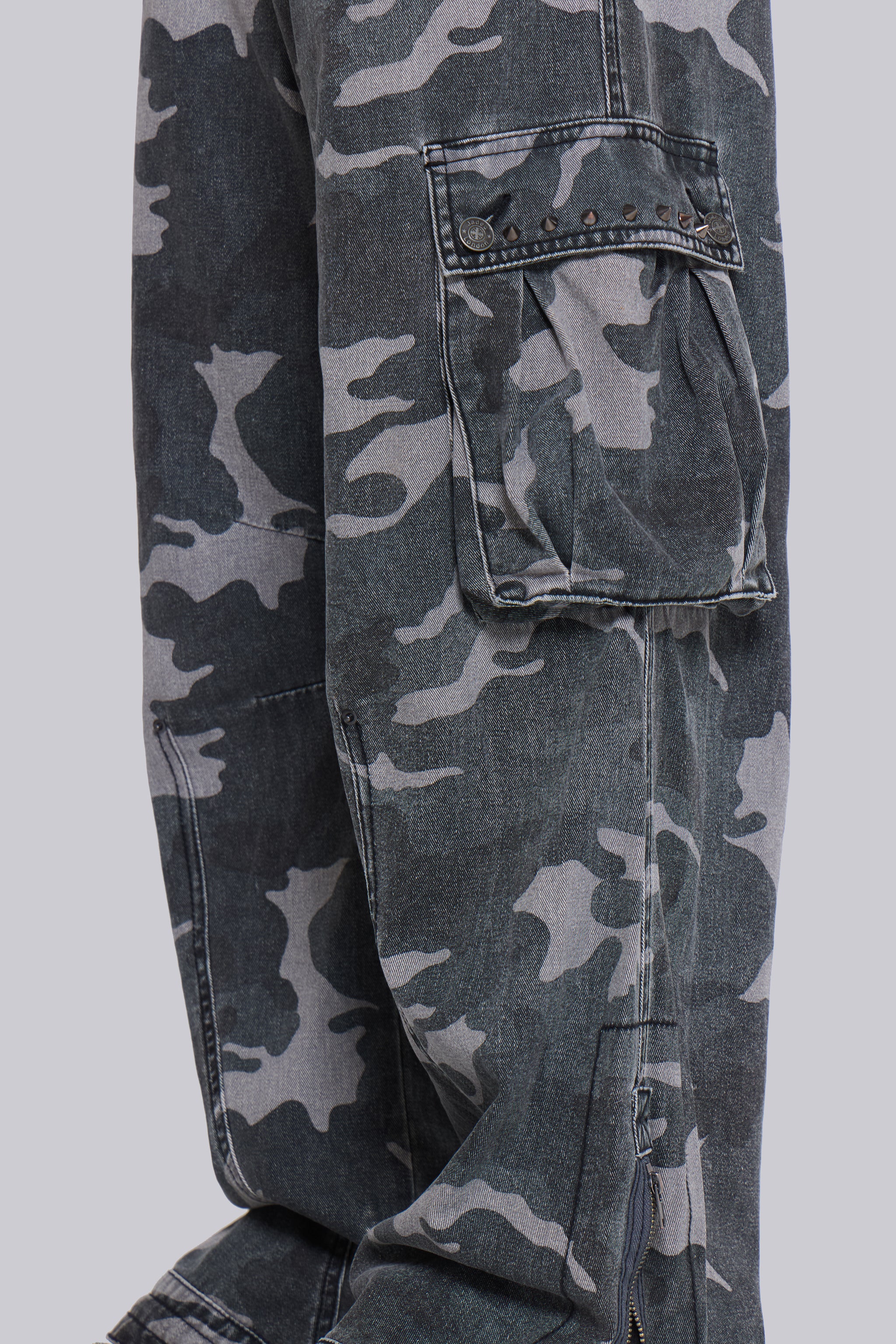 Washed Black Trooper Camo Cargo Pant - Image 7