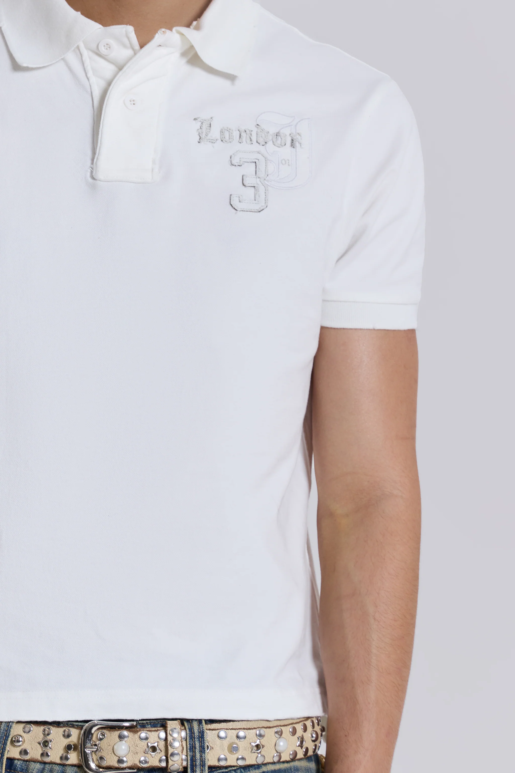 White Frat Polo Shirt - Image 4