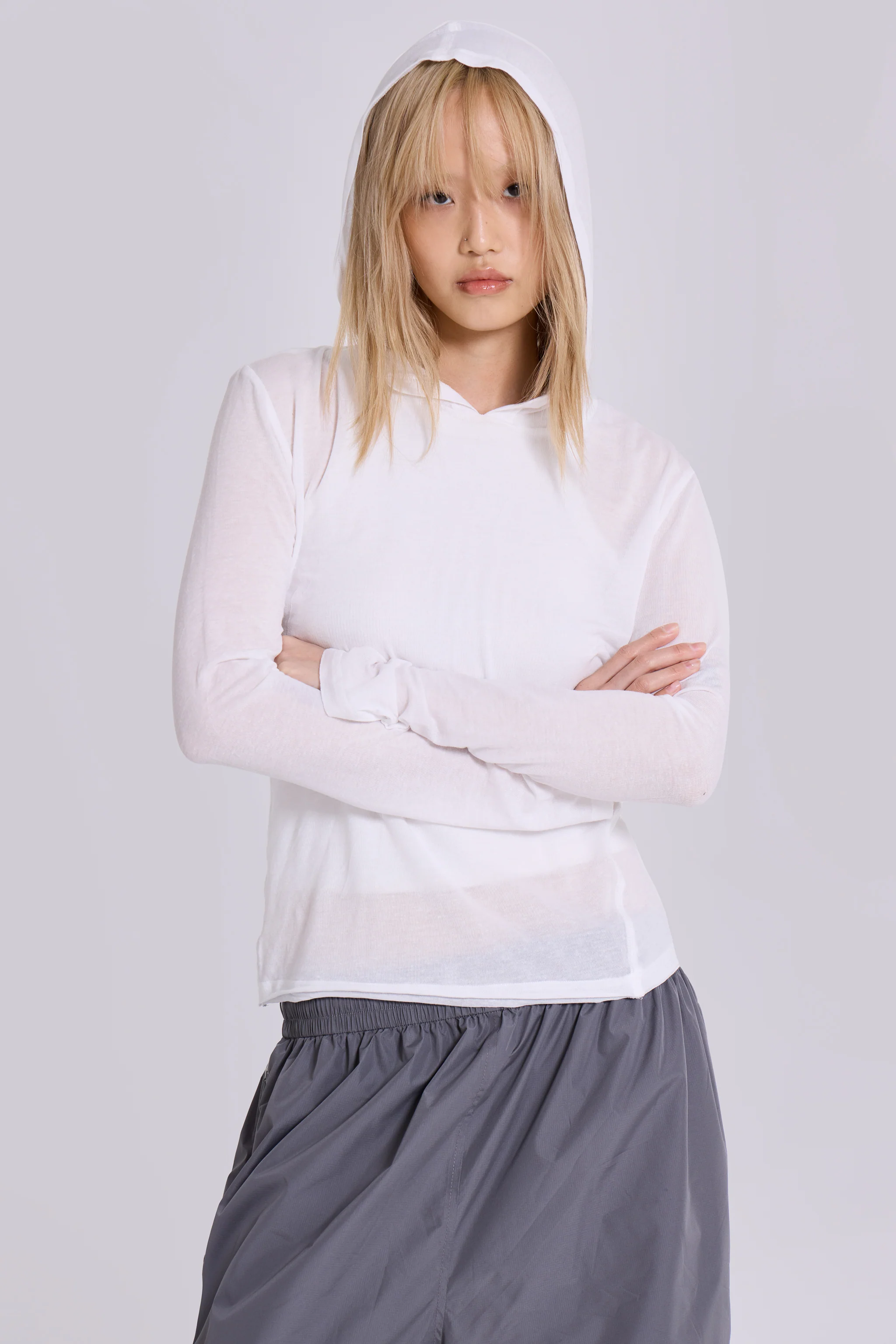 White Marl Mist Hoodie - Image 7