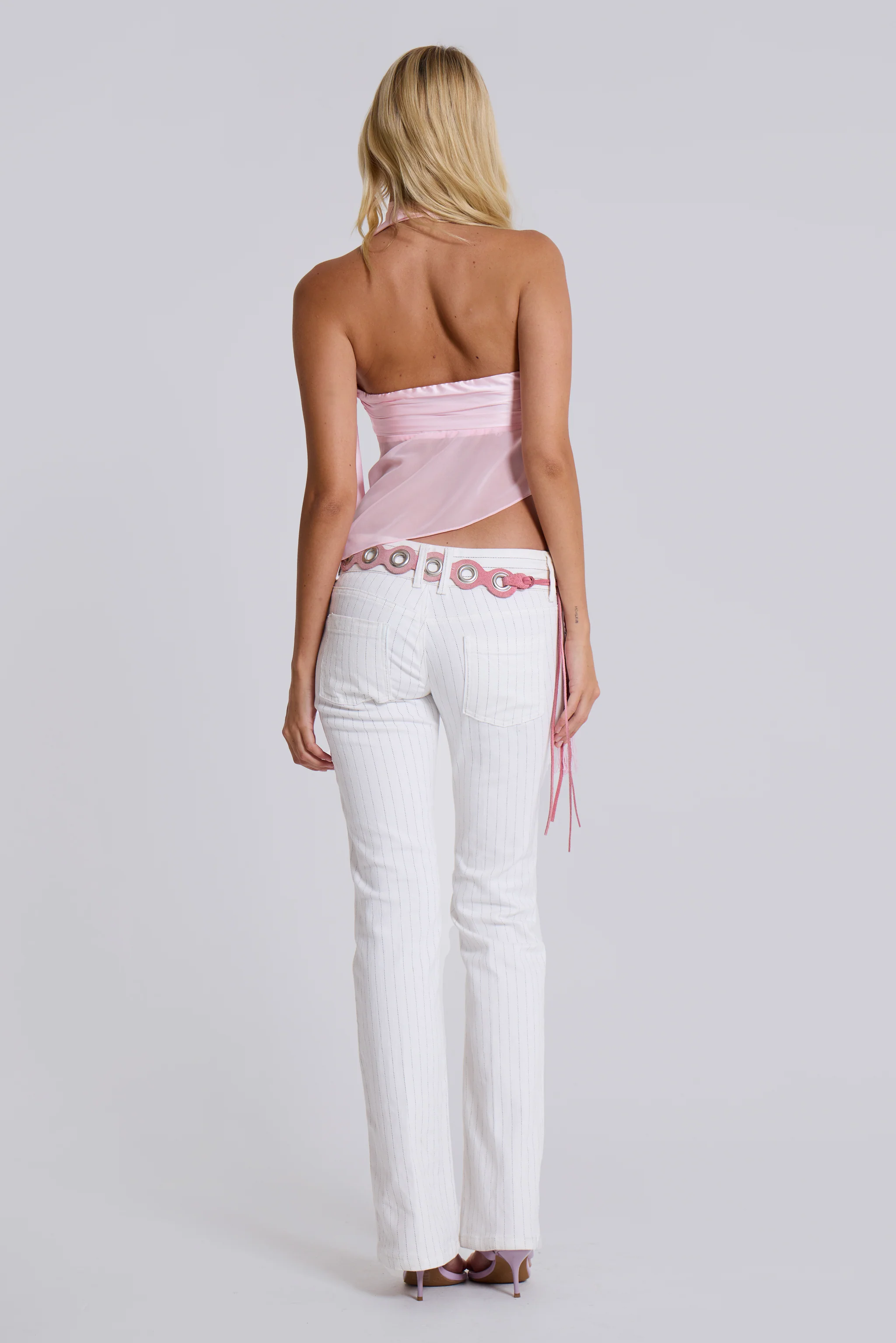 White Pinstripe Thirteen Jeans - Image 3
