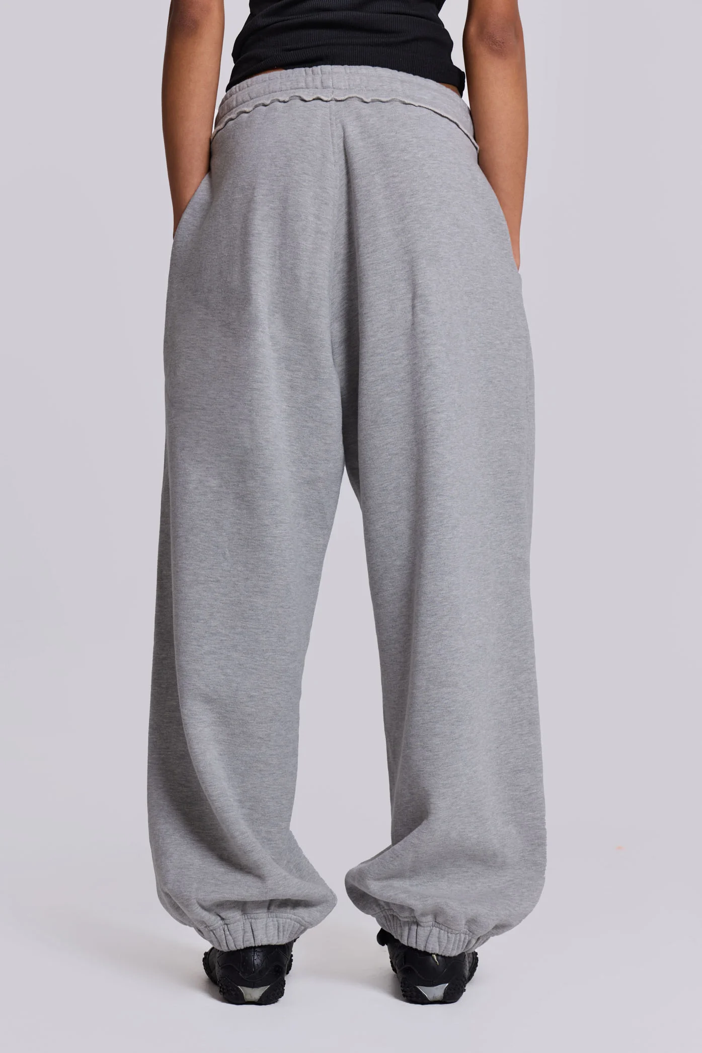 Grey Marl Cuffed Baggy Monster Joggers - Image 4