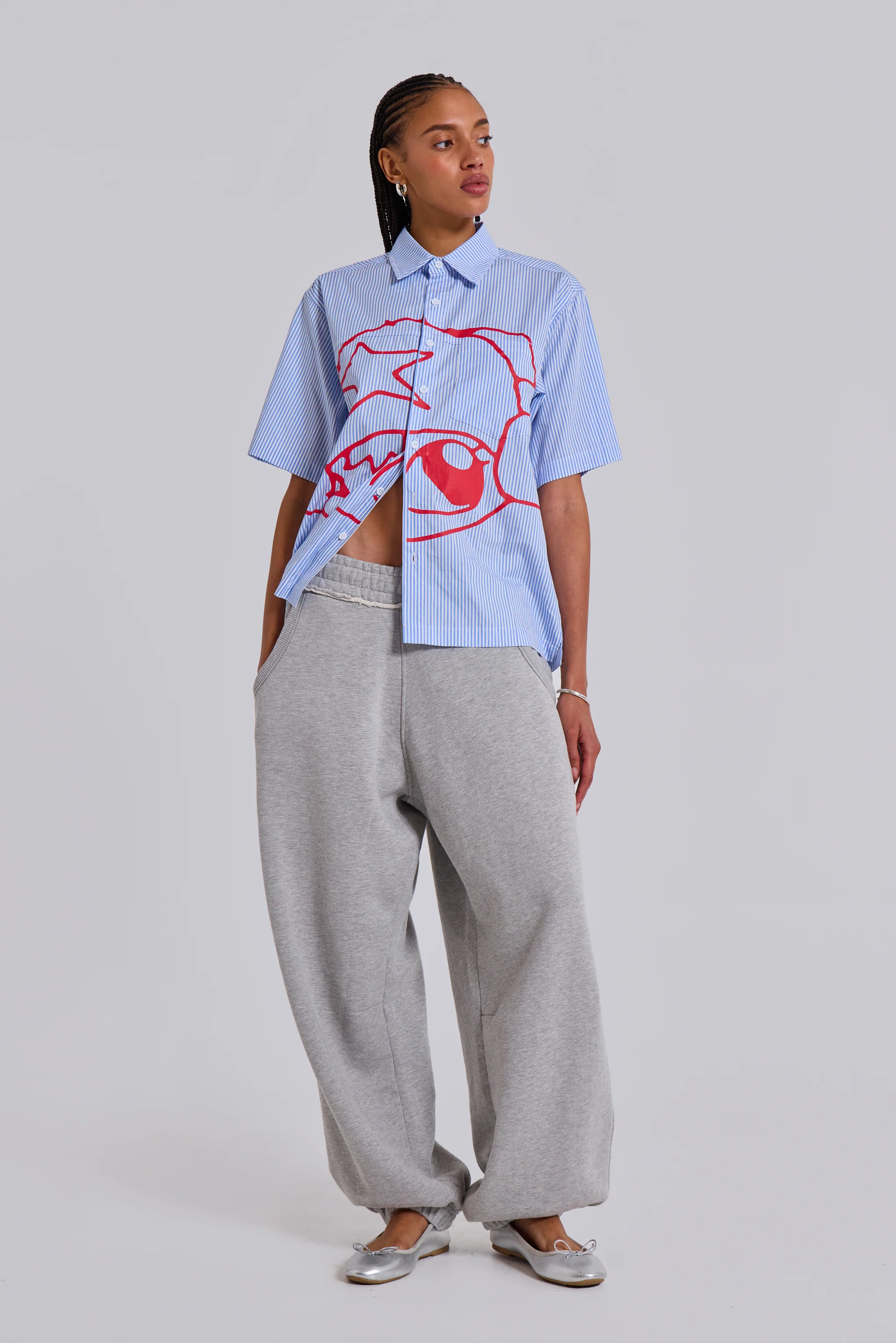 Grey Marl Cuffed Baggy Monster Joggers - Image 6