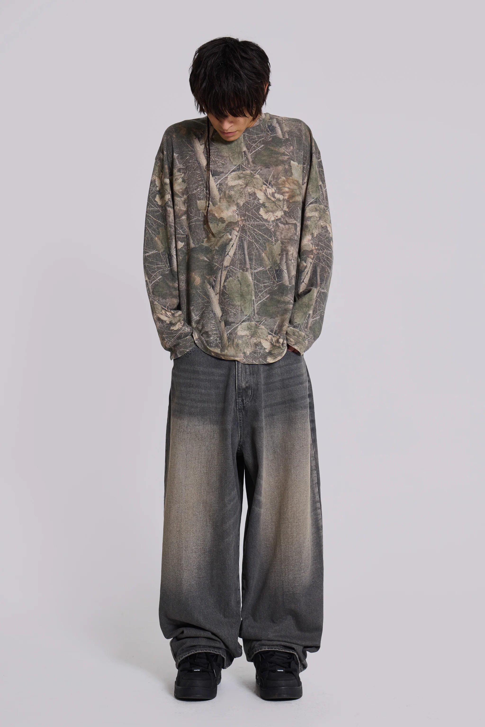 Woodland Camo Waffle Long Sleeve Top - Image 3